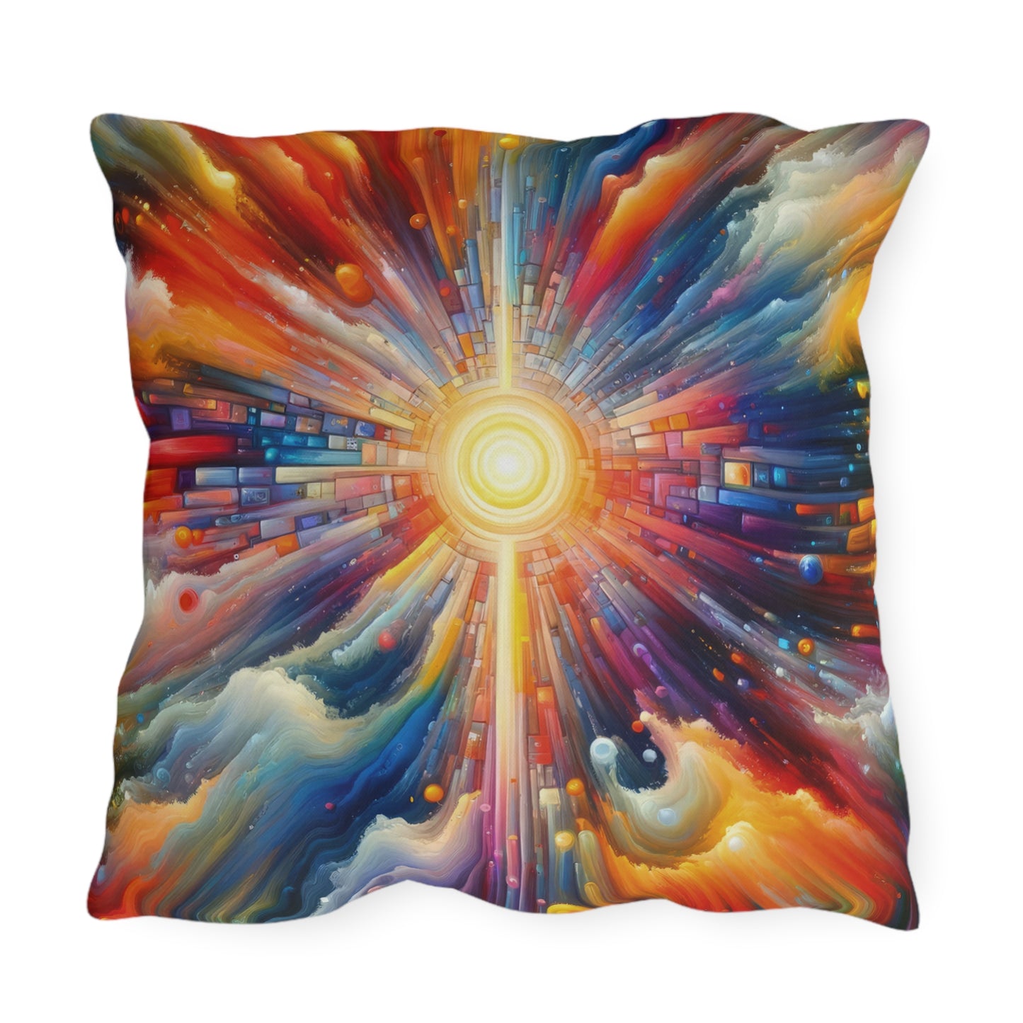 Kaleidoscopic Tachism Breath Outdoor Pillows