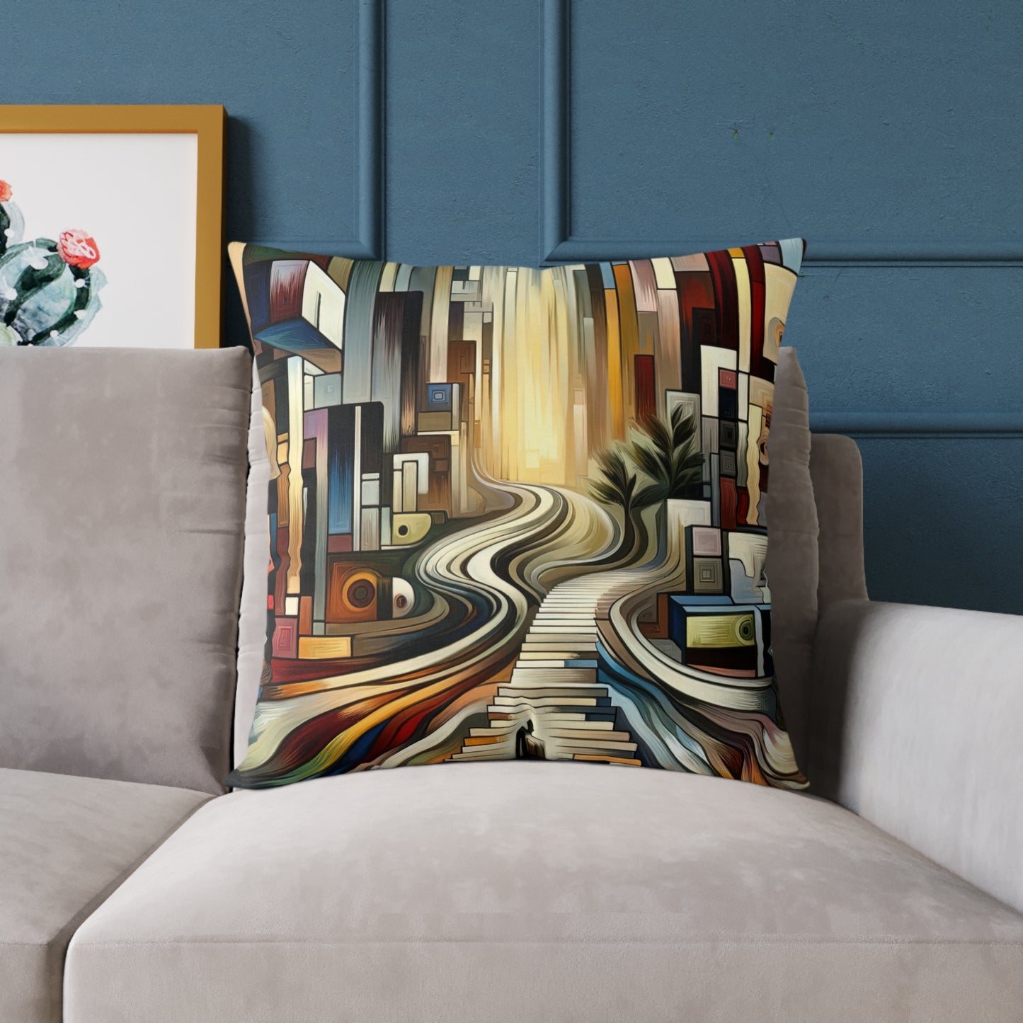 Relatable Journey Abstraction Spun Polyester Pillow