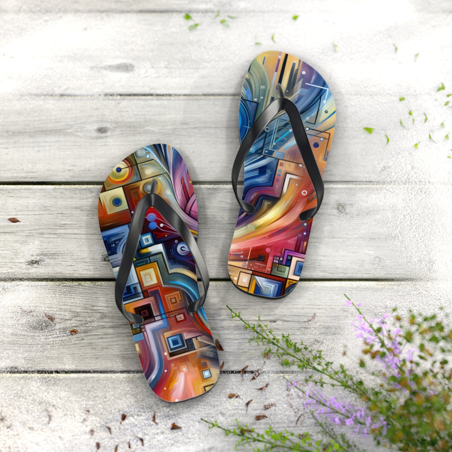 Digital Mindfulness Abstract Flip Flops