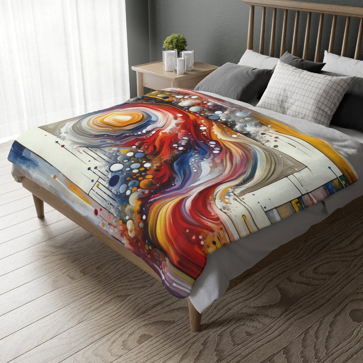 Harmonic Swirl Elegance Velveteen Microfiber Blanket (Two-sided print)