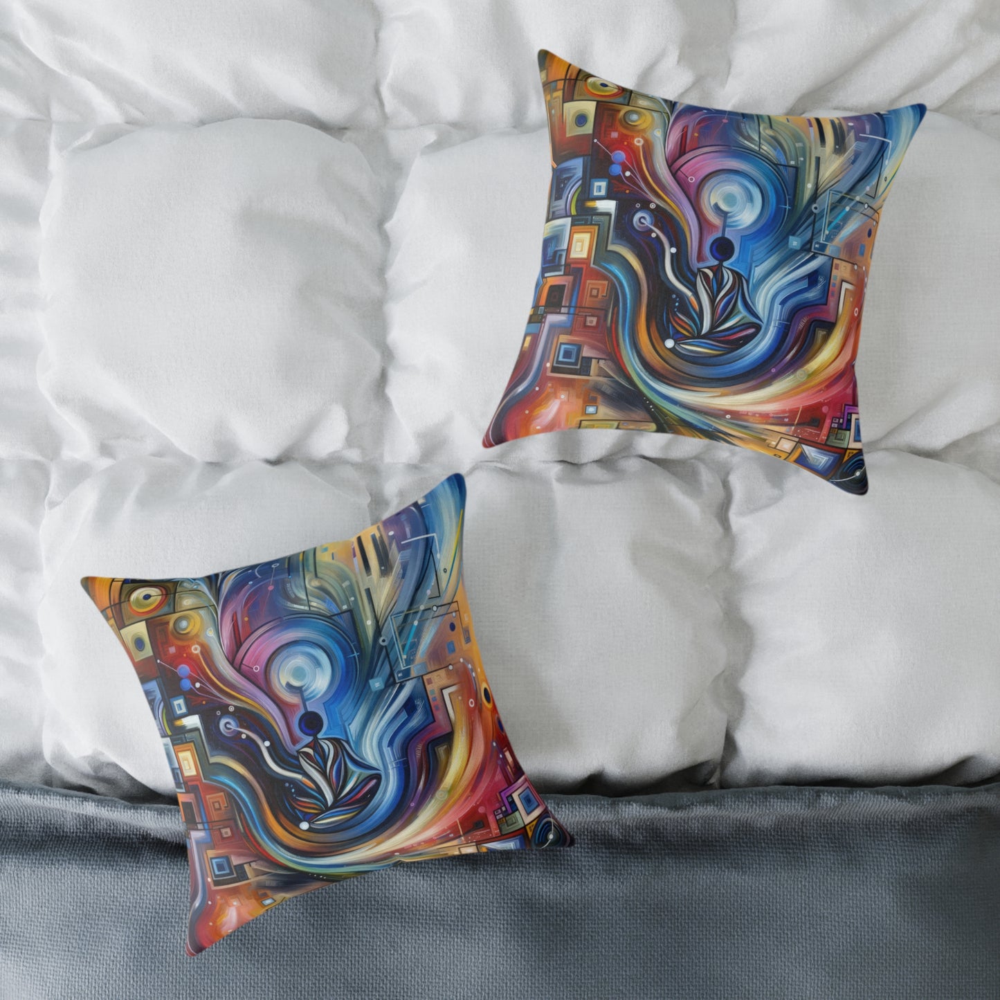 Digital Mindfulness Abstract Spun Polyester Pillow