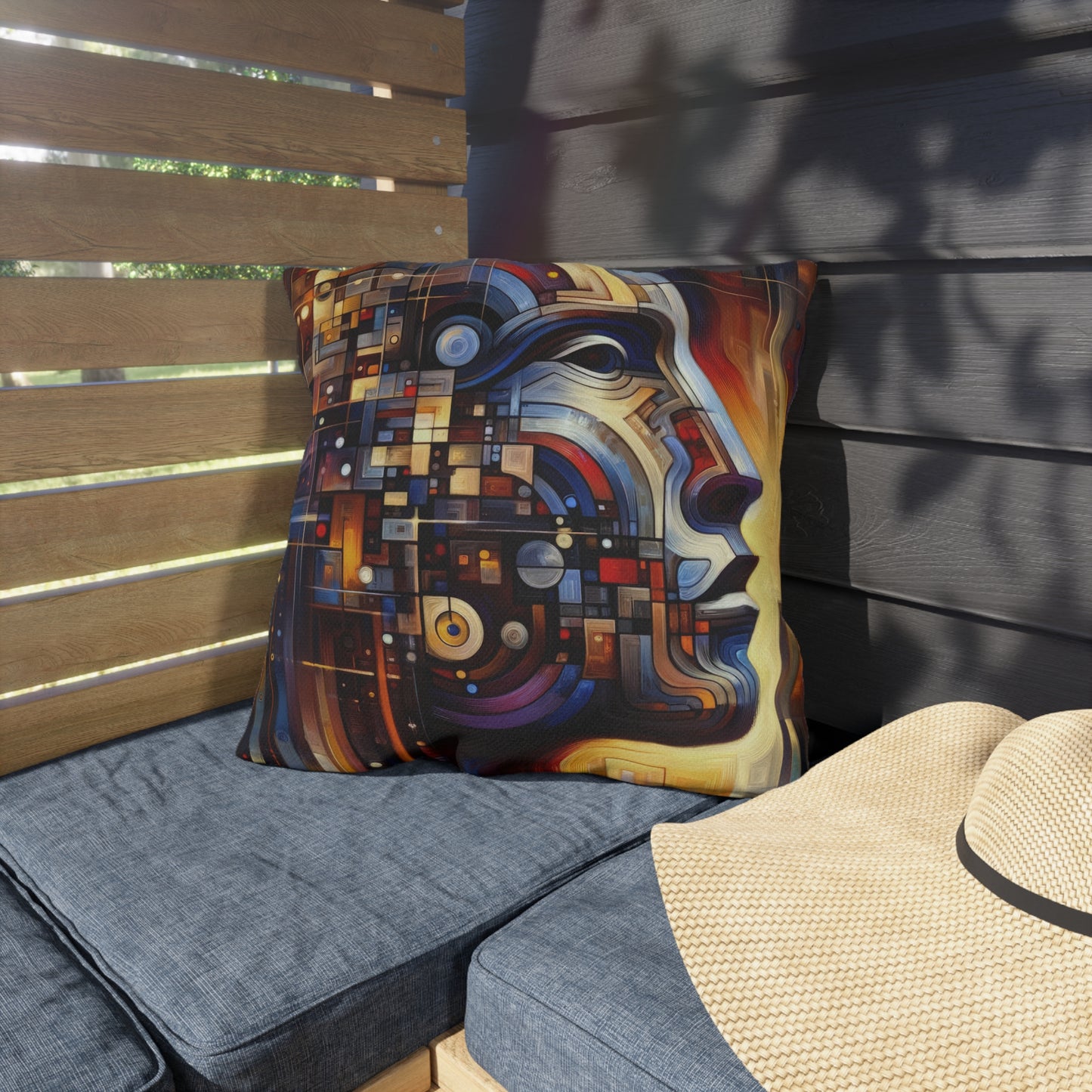 Reflective Tachism Shield Outdoor Pillows