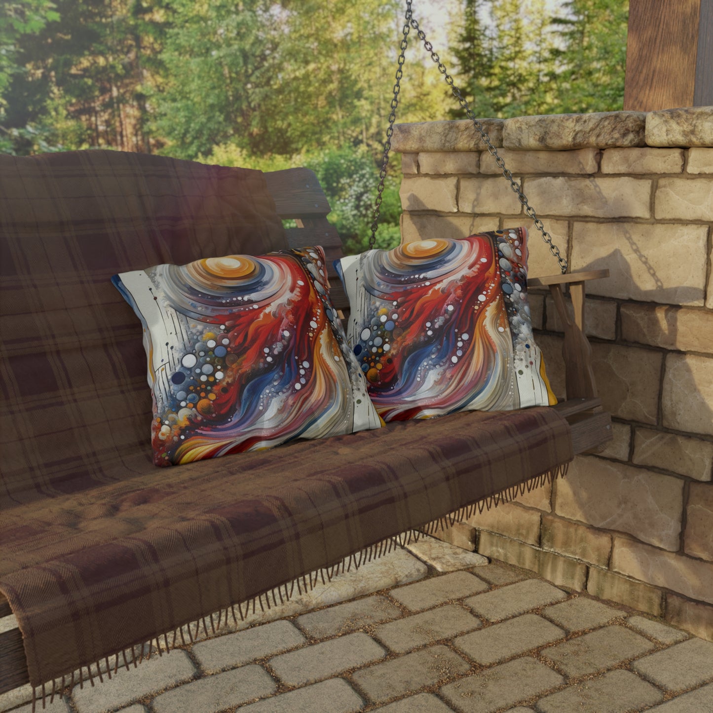 Harmonic Swirl Elegance Outdoor Pillows