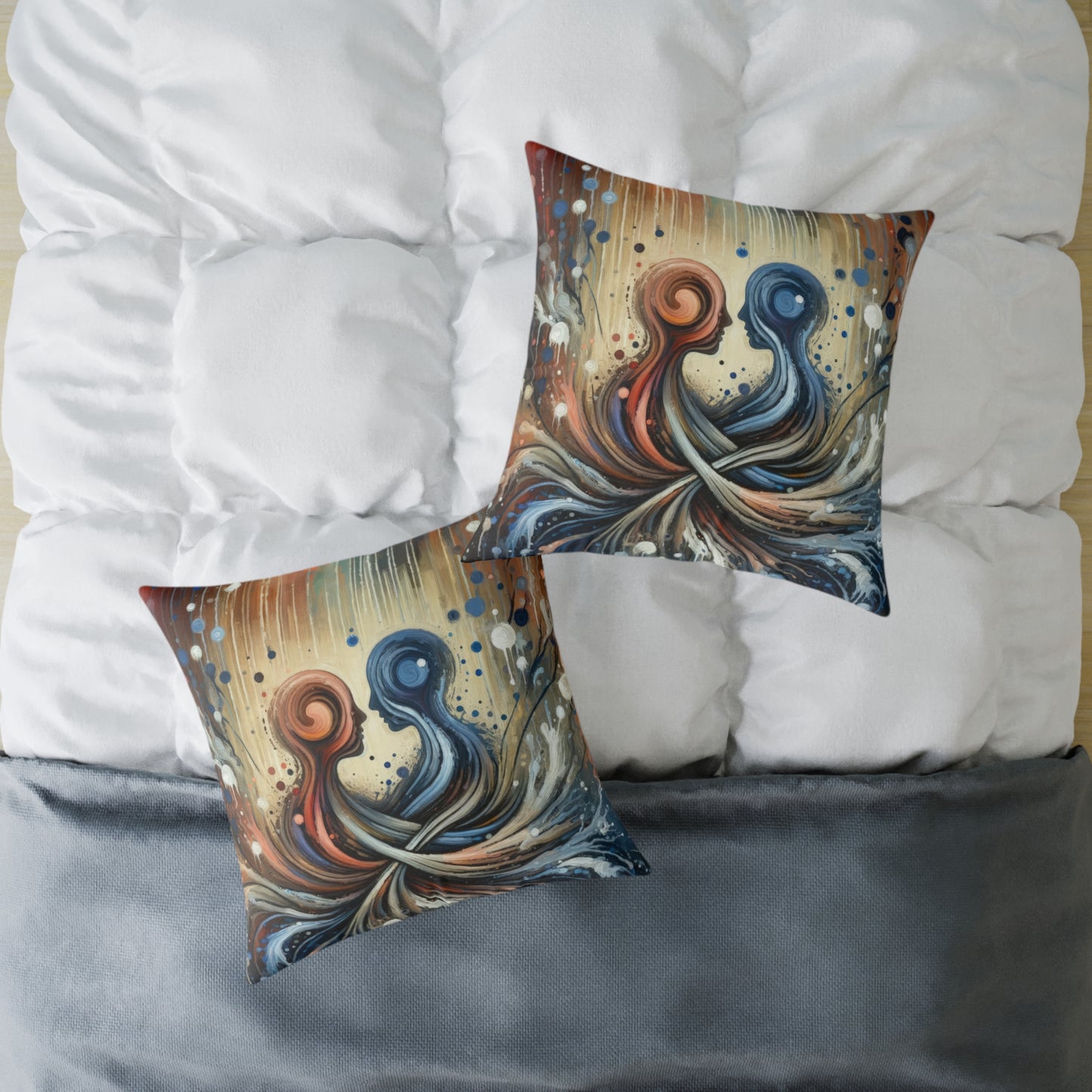Empathic Connection Tachism Spun Polyester Pillow