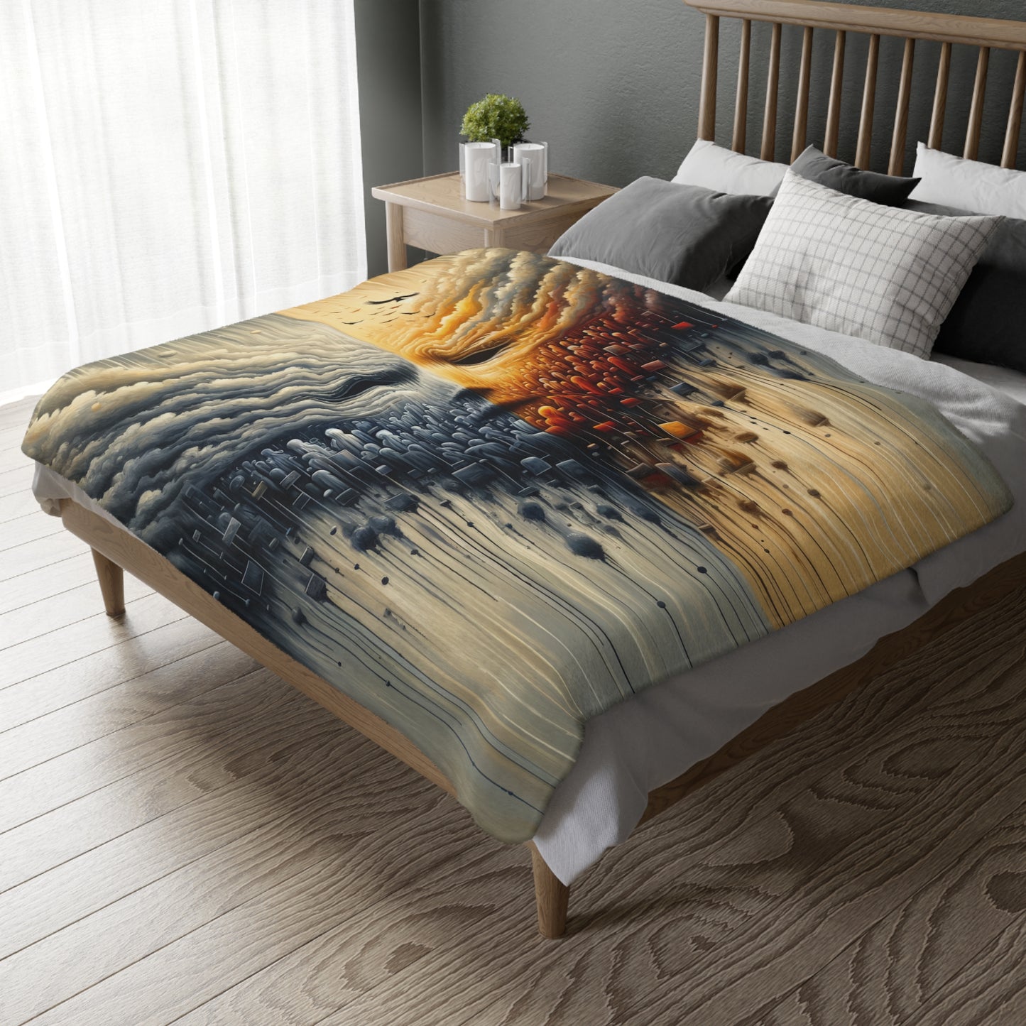 Subdued Revolutionary Currents Velveteen Microfiber Blanket (Two-sided print)