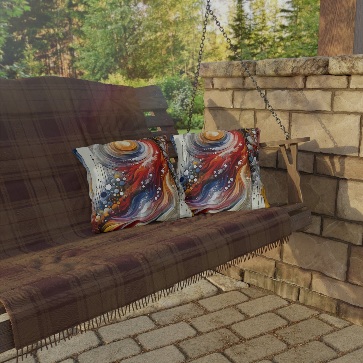 Harmonic Swirl Elegance Outdoor Pillows