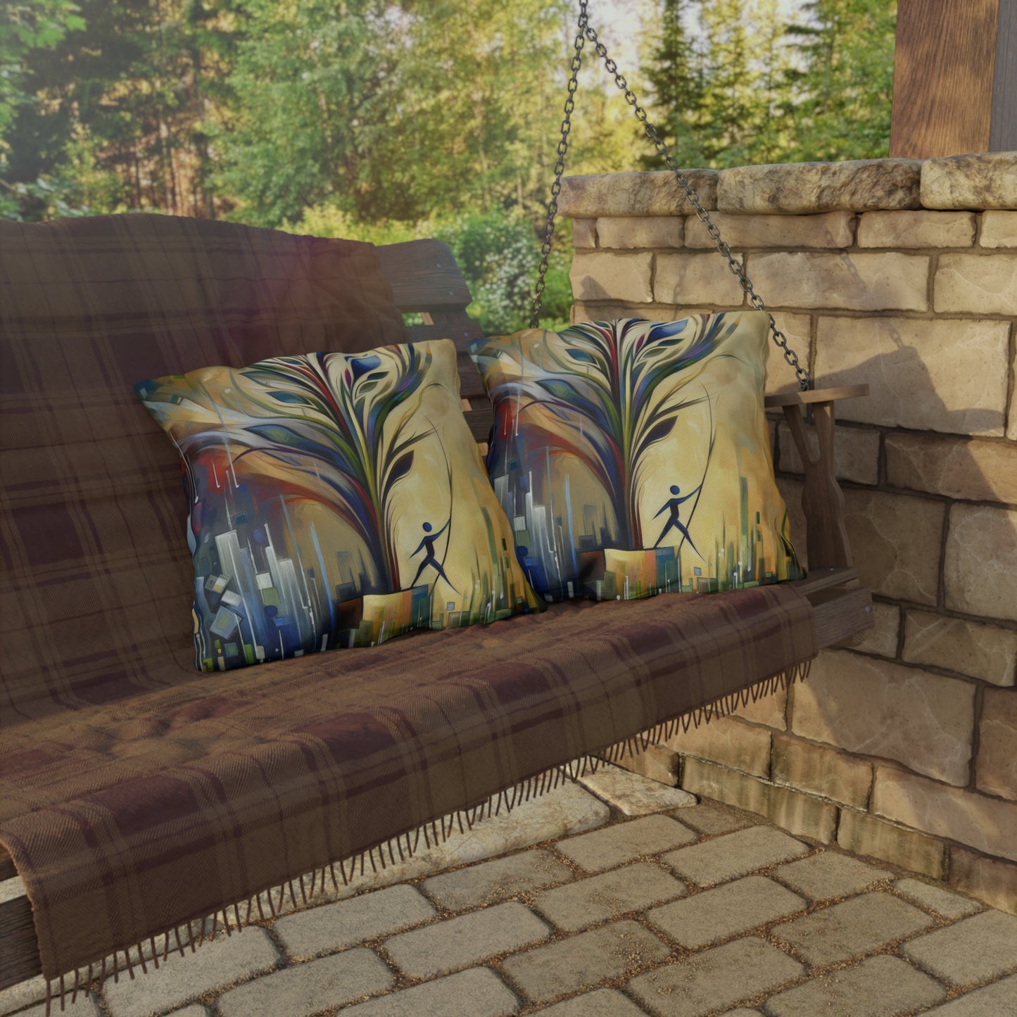 Pruning Distraction Tachism Outdoor Pillows