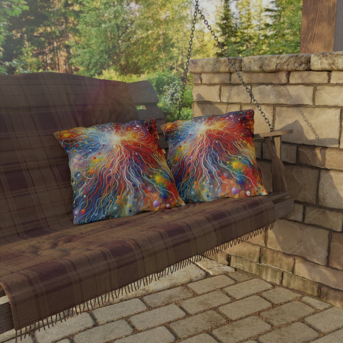 Emotive Yarn Explosion Outdoor Pillows