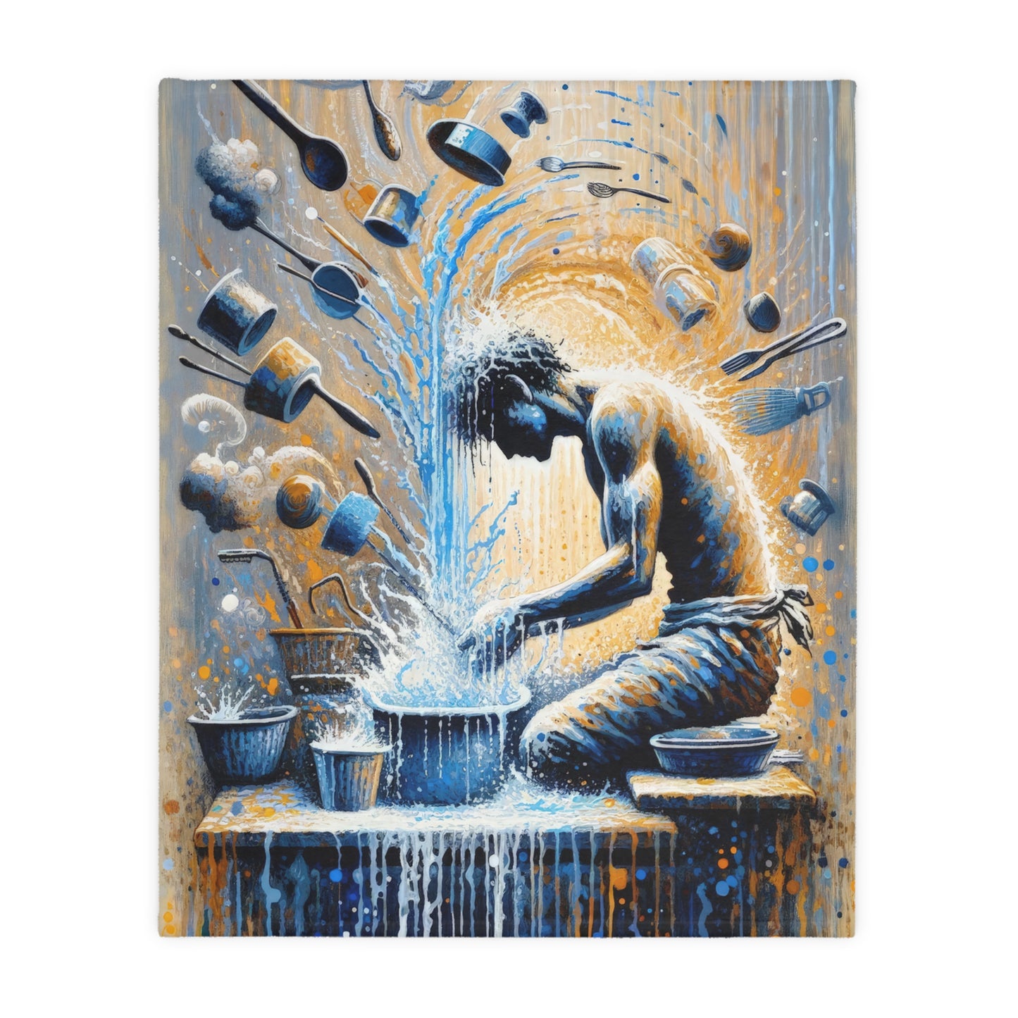 Meditative Kinetic Tachism Velveteen Microfiber Blanket (Two-sided print)