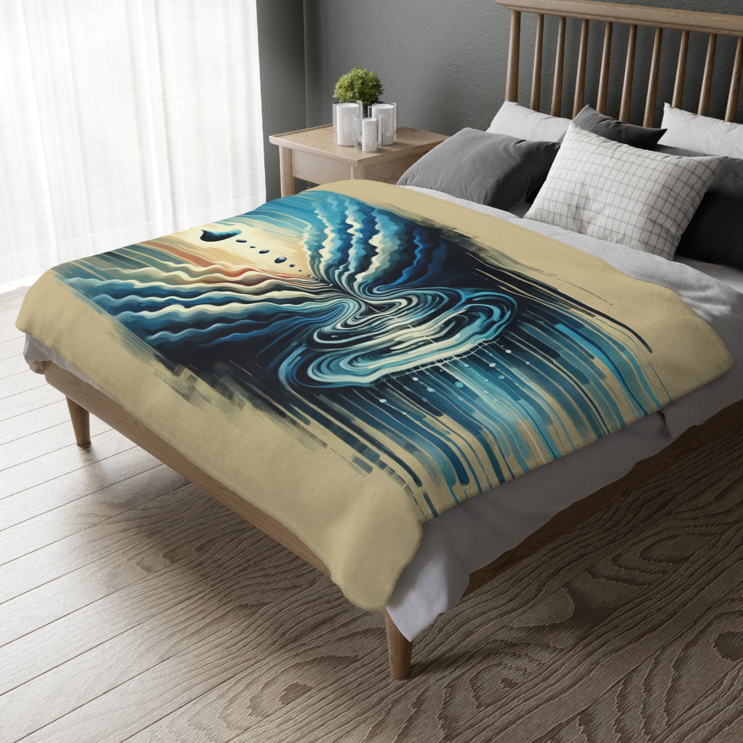 Ripple Effect Abstract Velveteen Microfiber Blanket (Two-sided print)