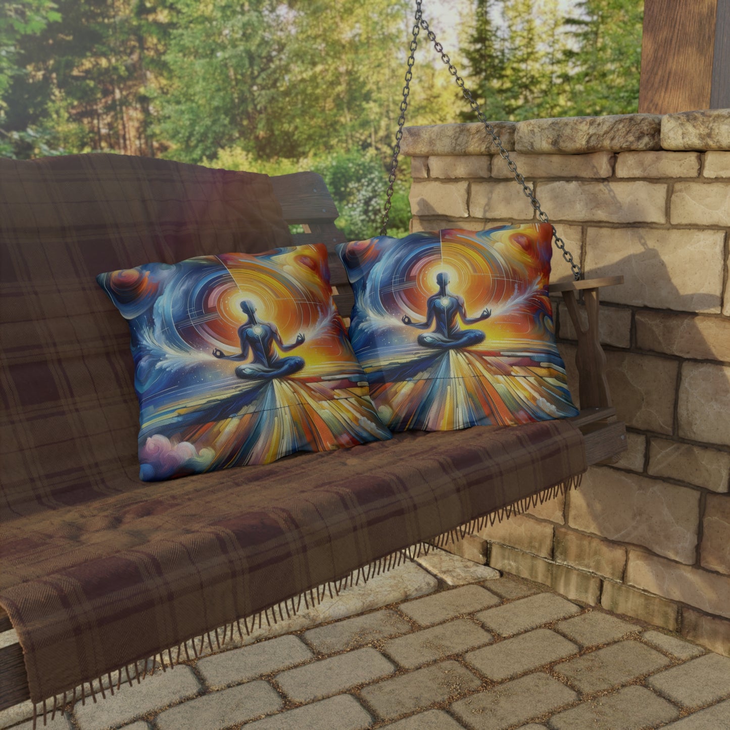 Techno Spiritual Synthesis Outdoor Pillows