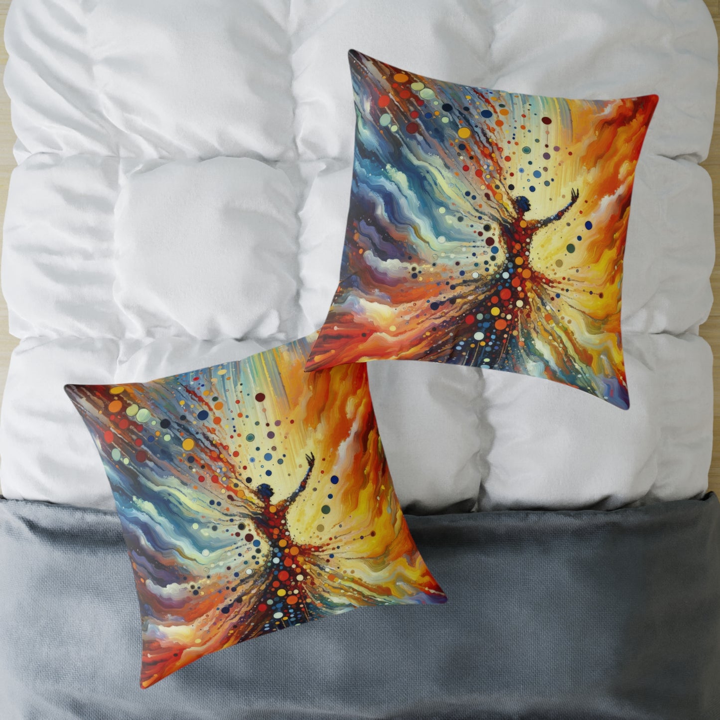 Vibrant Growth Symphony Spun Polyester Pillow