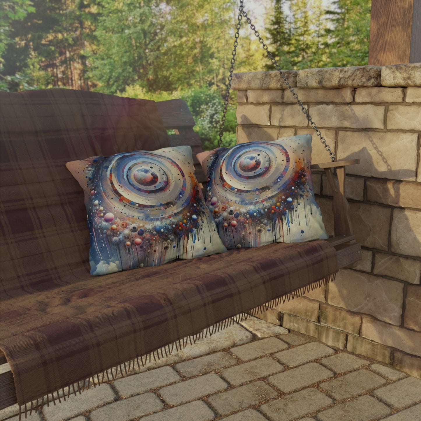 Conscious Rings Tachism Outdoor Pillows