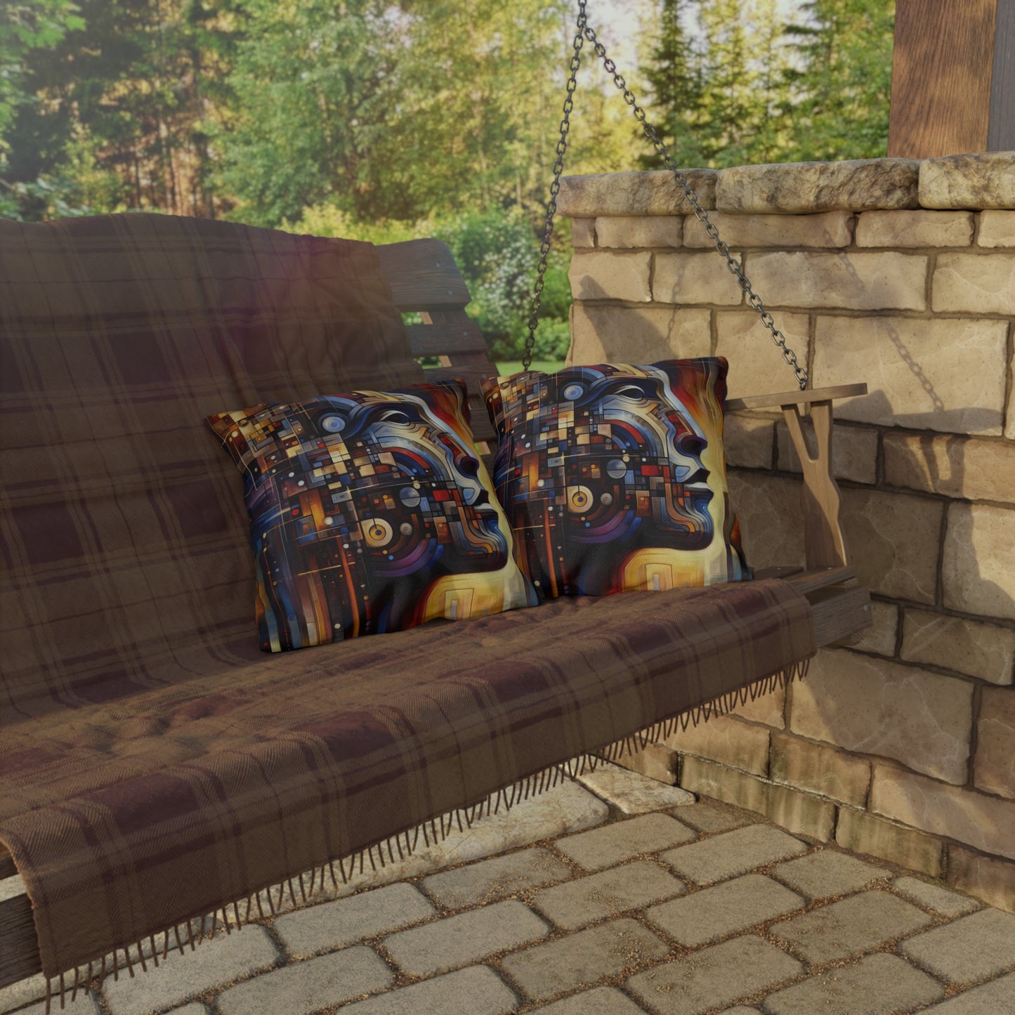 Reflective Tachism Shield Outdoor Pillows