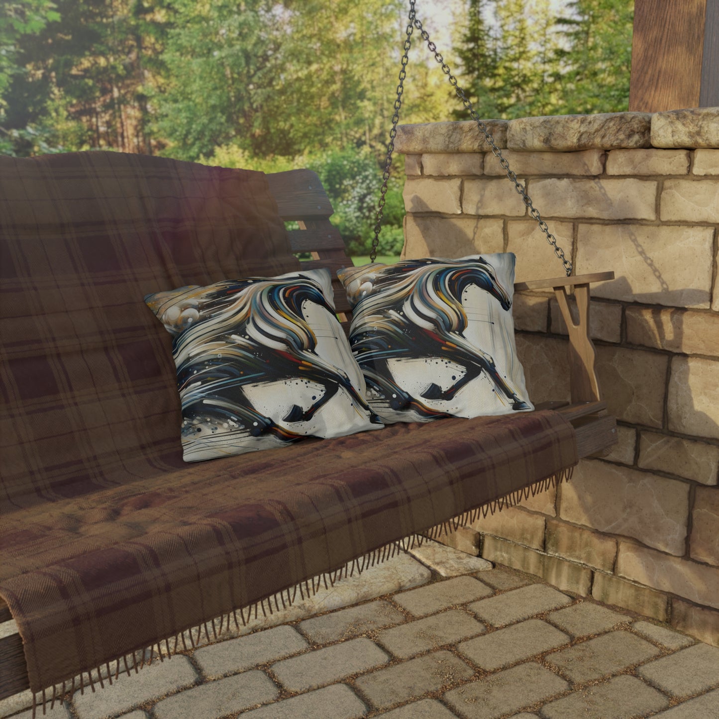 Hyperlinked Horsepower Gallop Outdoor Pillows