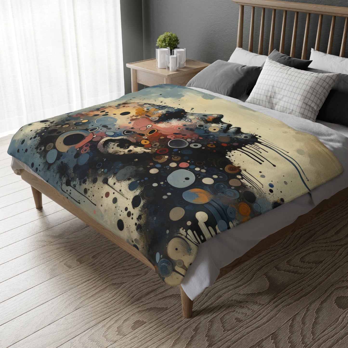 Reflective Tachism Contemplation Velveteen Microfiber Blanket (Two-sided print)