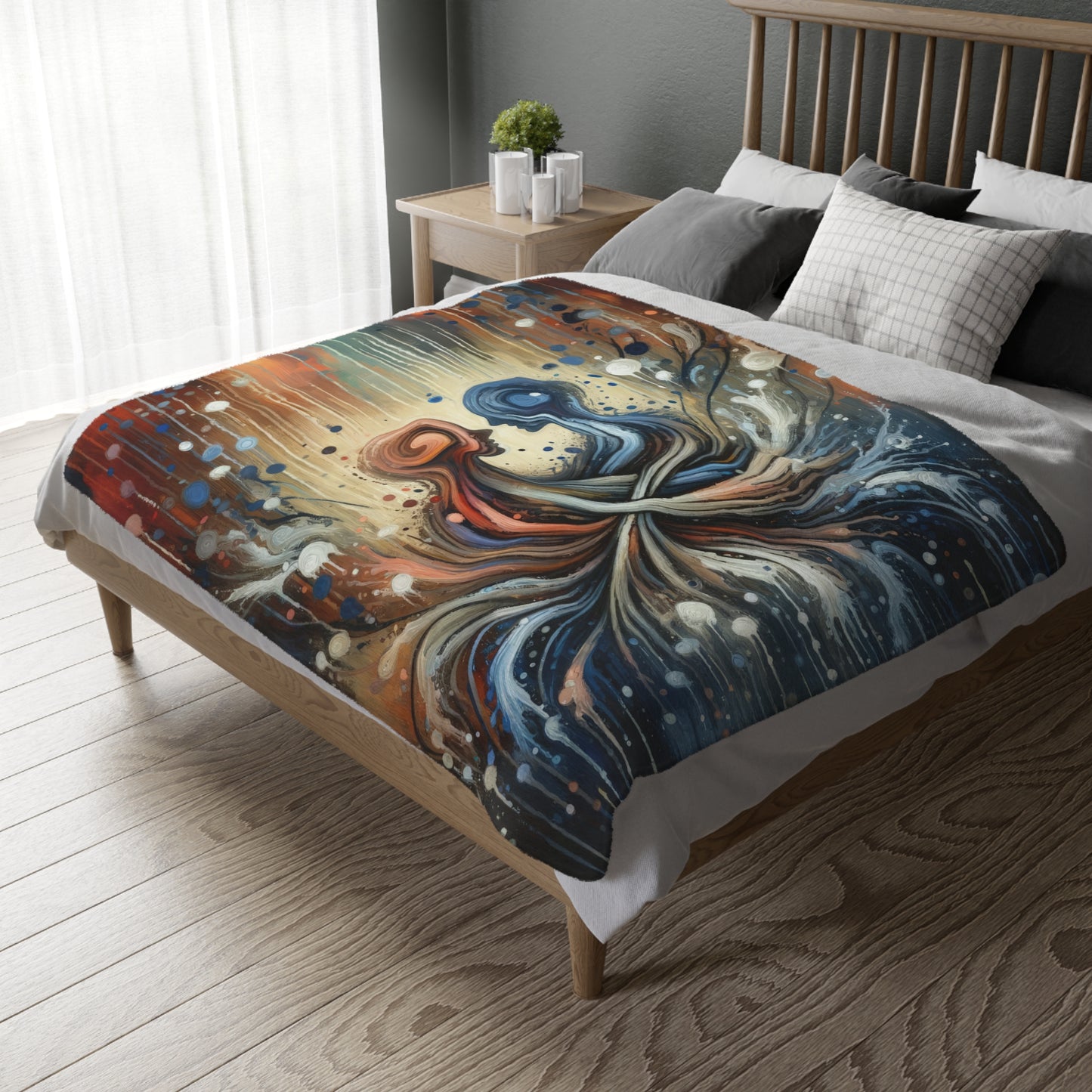 Empathic Connection Tachism Velveteen Microfiber Blanket (Two-sided print)
