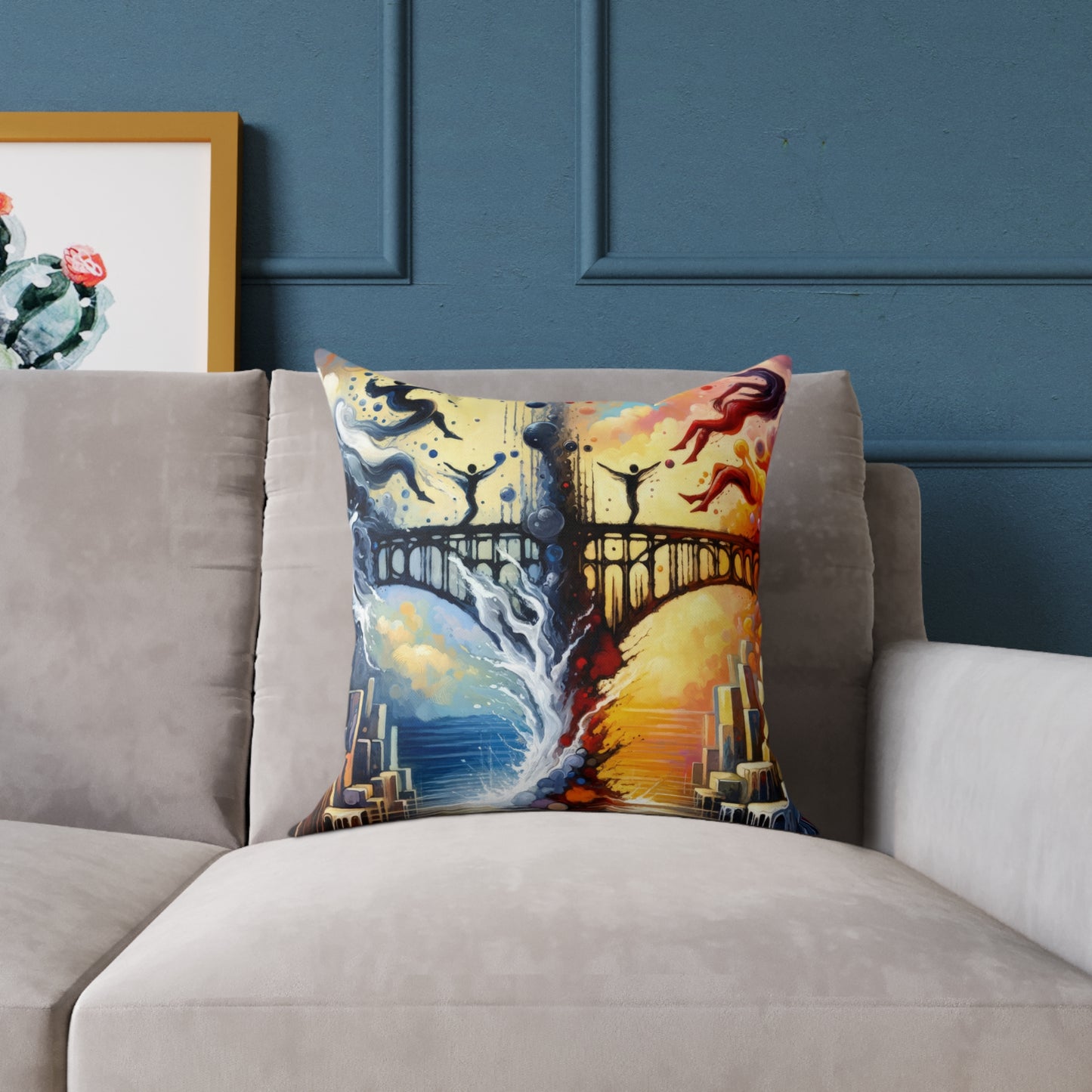 Faithful Diving Bridges Spun Polyester Pillow