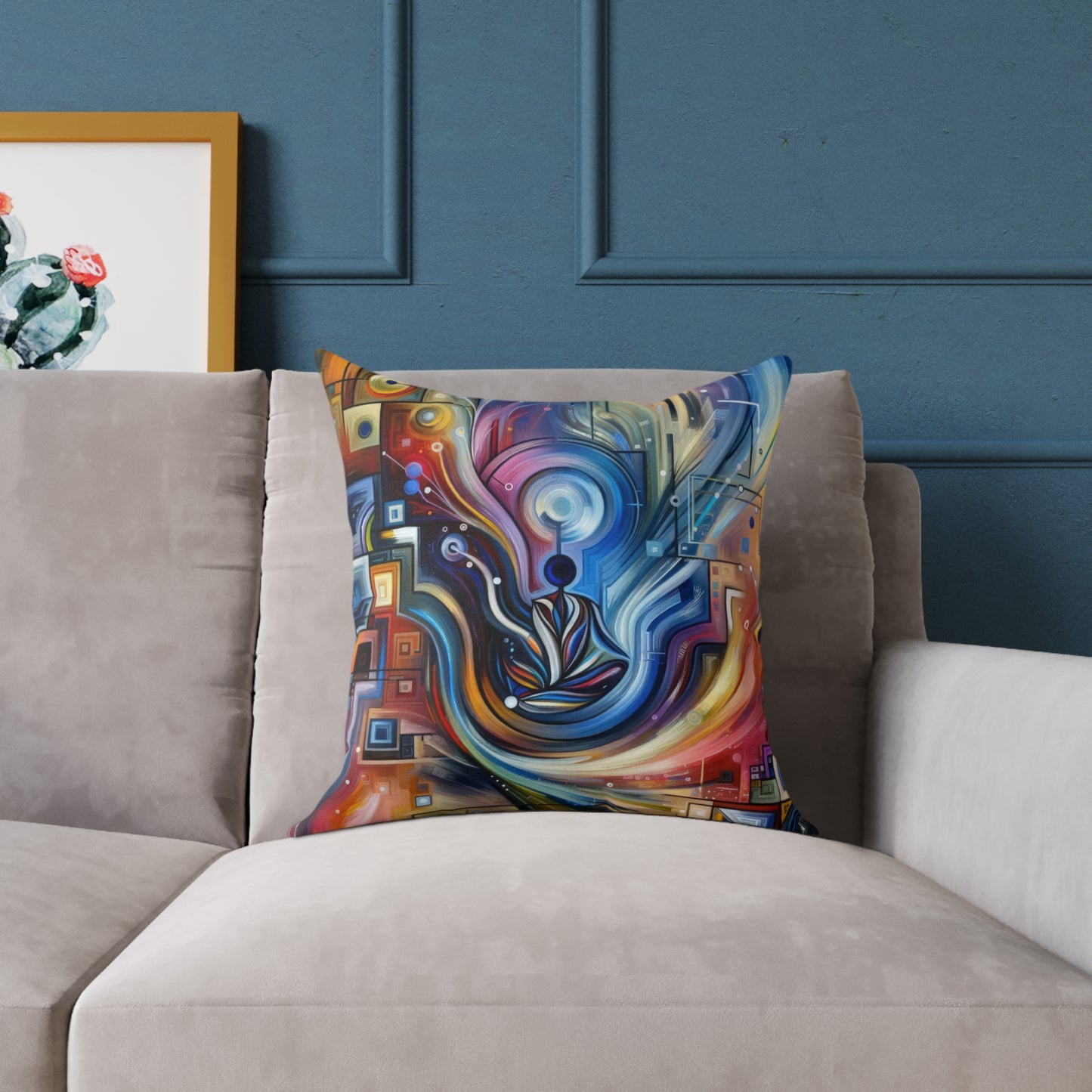 Digital Mindfulness Abstract Spun Polyester Pillow