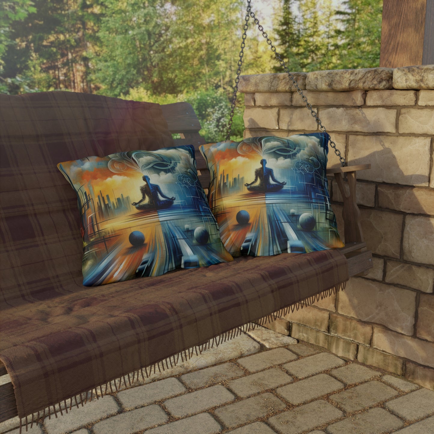 Digital Spiritual Journey Outdoor Pillows
