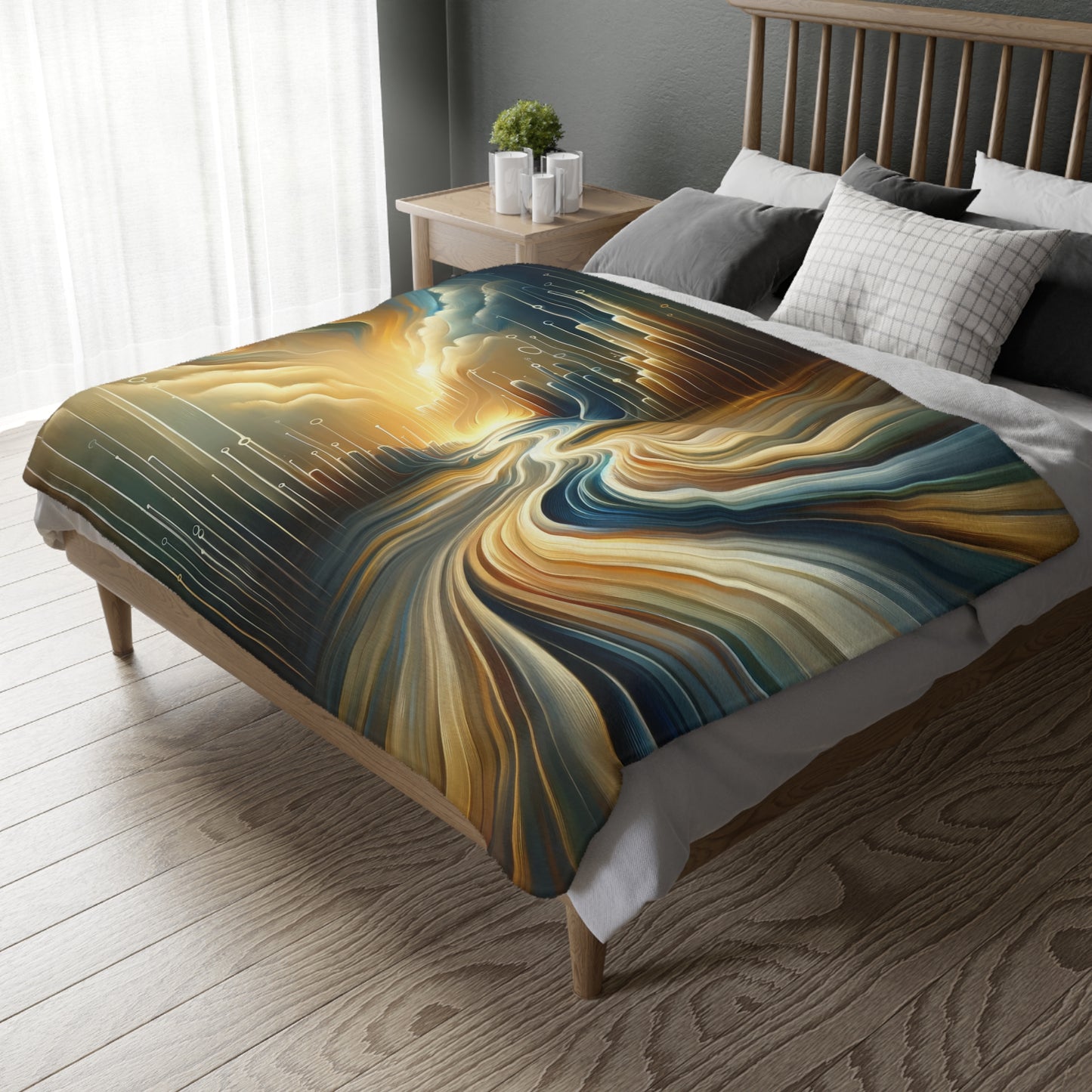 Frequency Shift Evocative Velveteen Microfiber Blanket (Two-sided print)