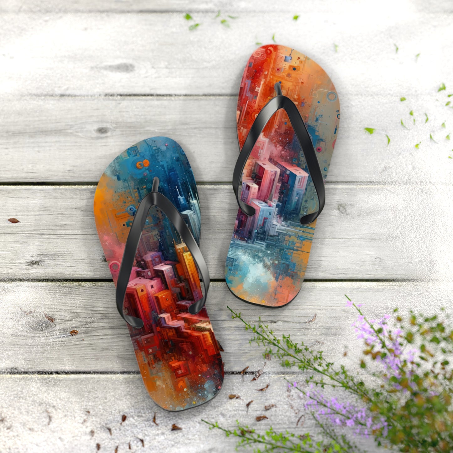 Digital Harmony Tachism Flip Flops