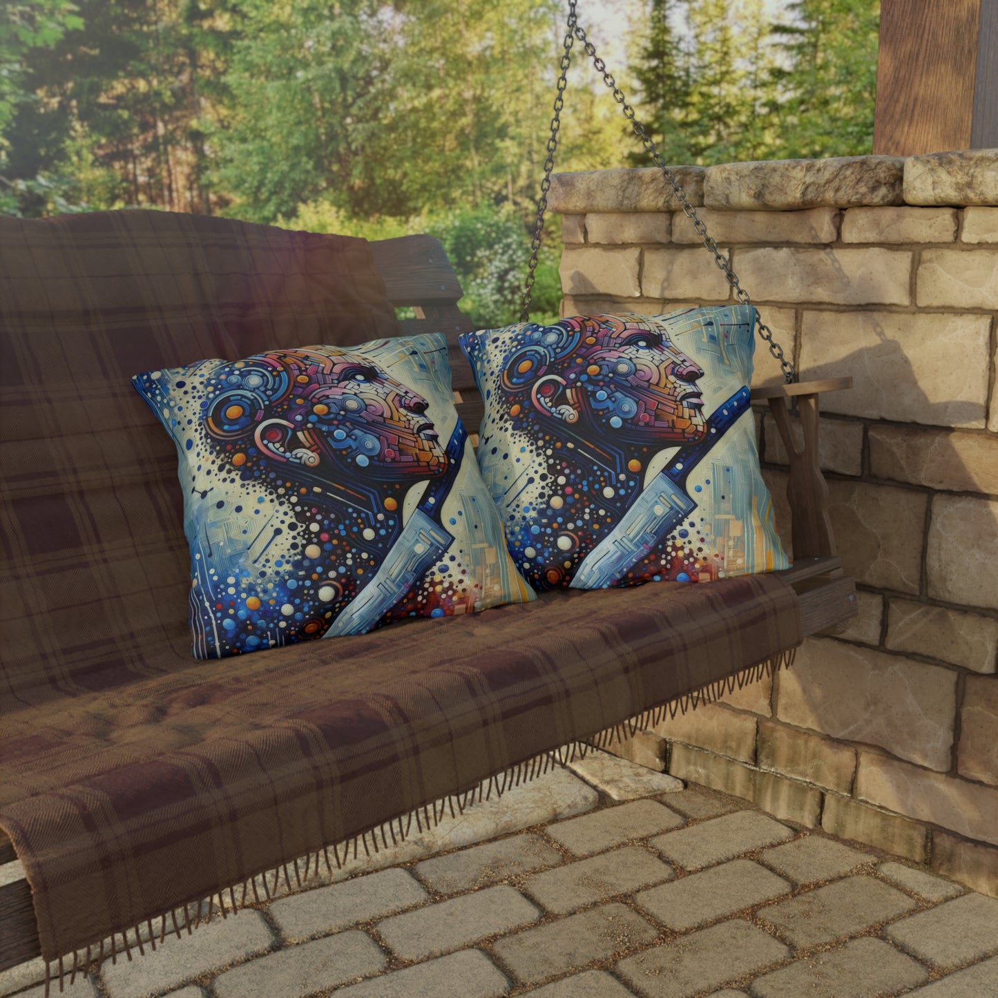 Digital Carving Abstract Outdoor Pillows
