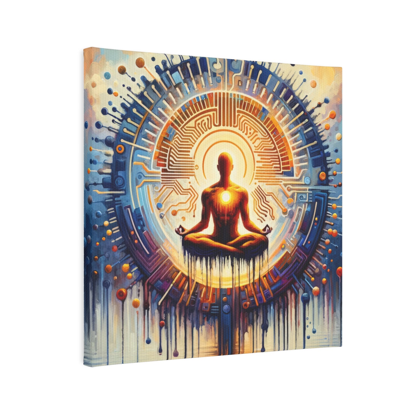 Meditative Technological Fusion Canvas Photo Tile