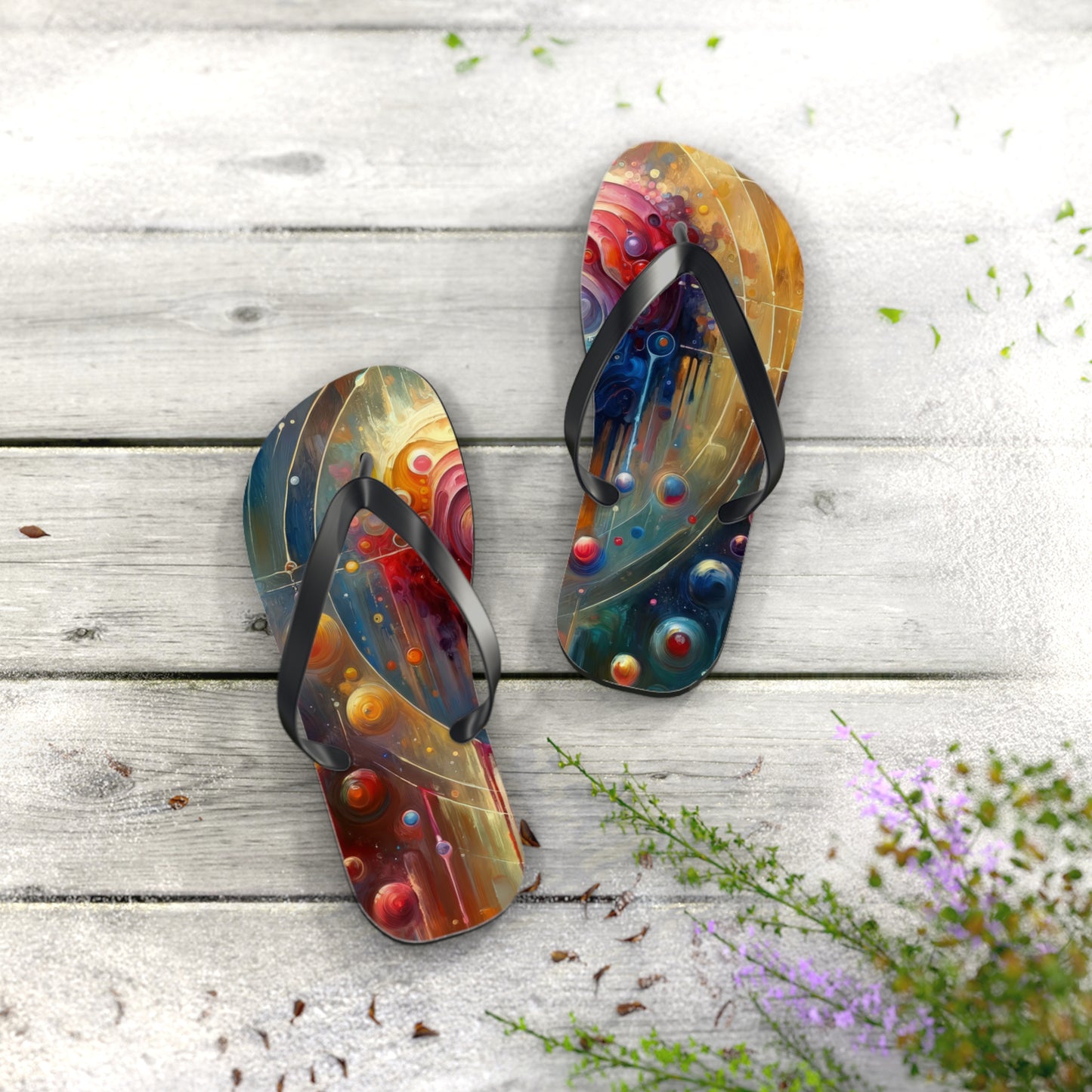 Unified Heart Reflections Flip Flops