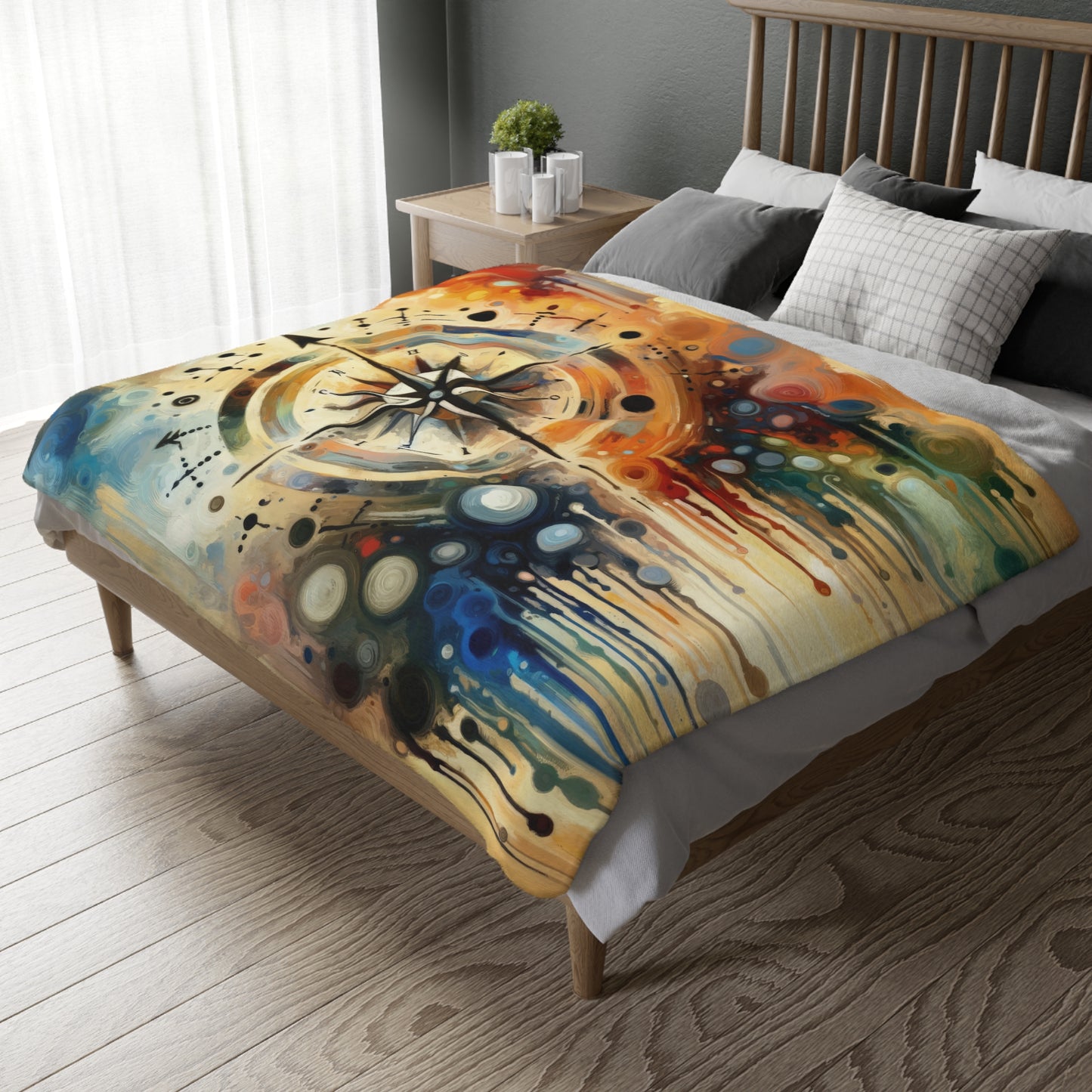 Guidance Abstract Compass Velveteen Microfiber Blanket (Two-sided print)