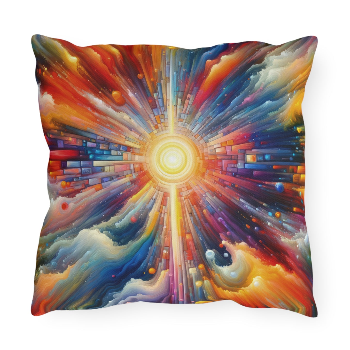 Kaleidoscopic Tachism Breath Outdoor Pillows