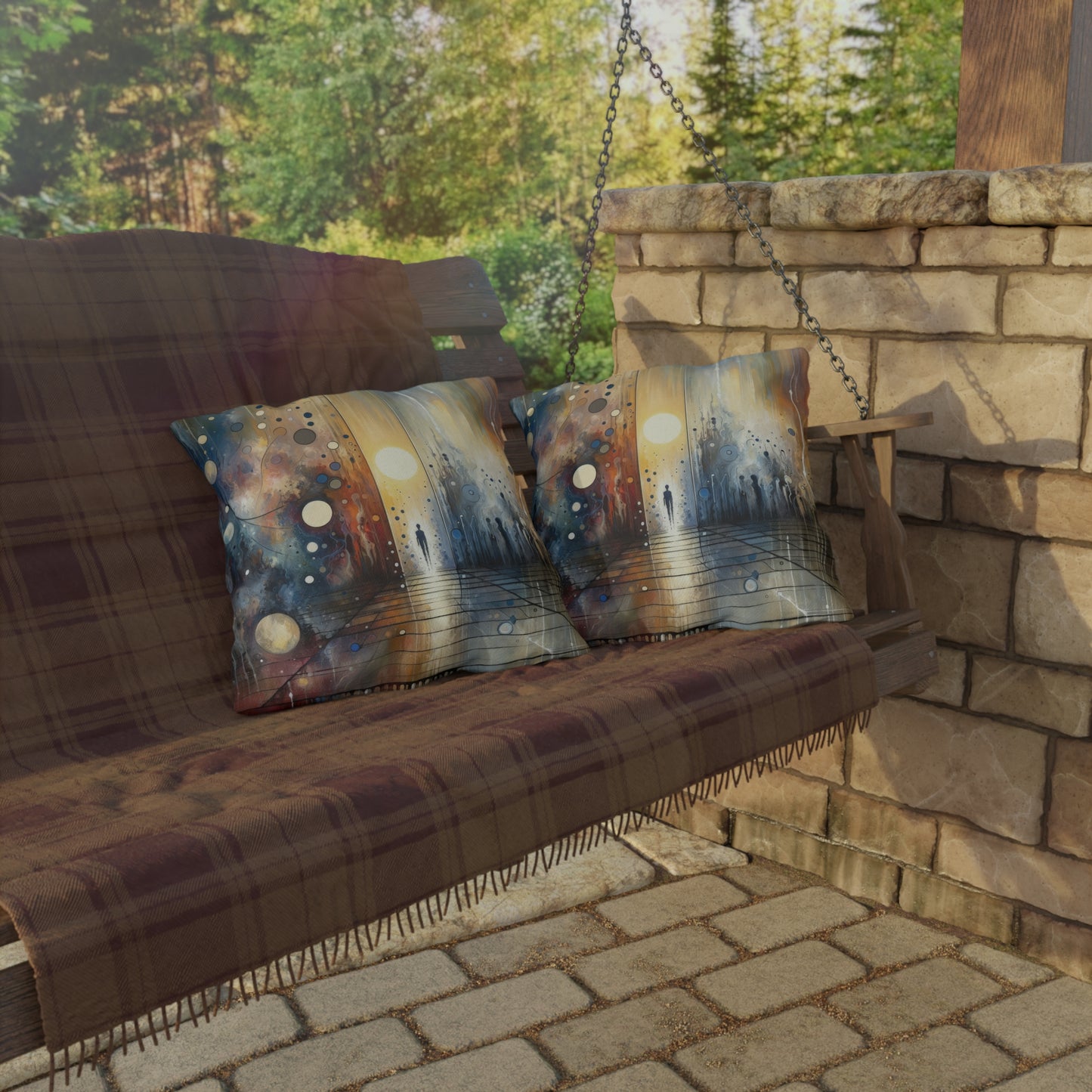 Stillness Transition Abstract Outdoor Pillows