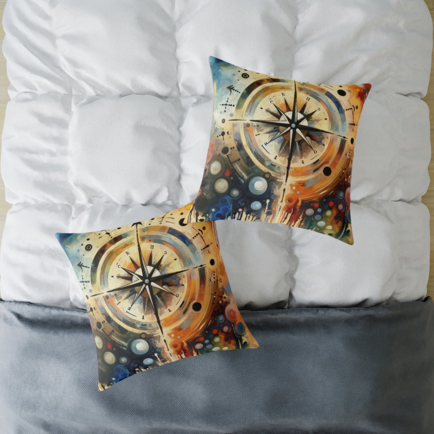 Guidance Abstract Compass Spun Polyester Pillow