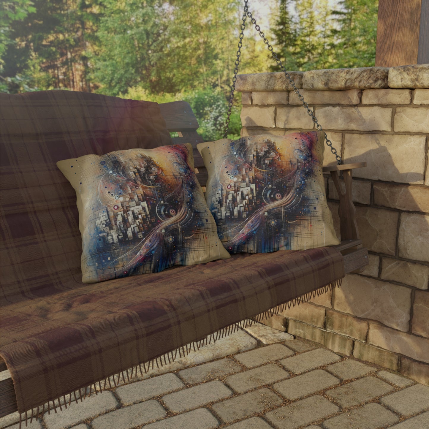 Digital Rhythmic Architecture Outdoor Pillows