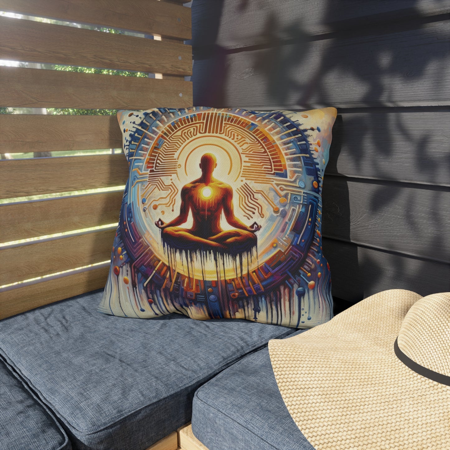 Meditative Technological Fusion Outdoor Pillows