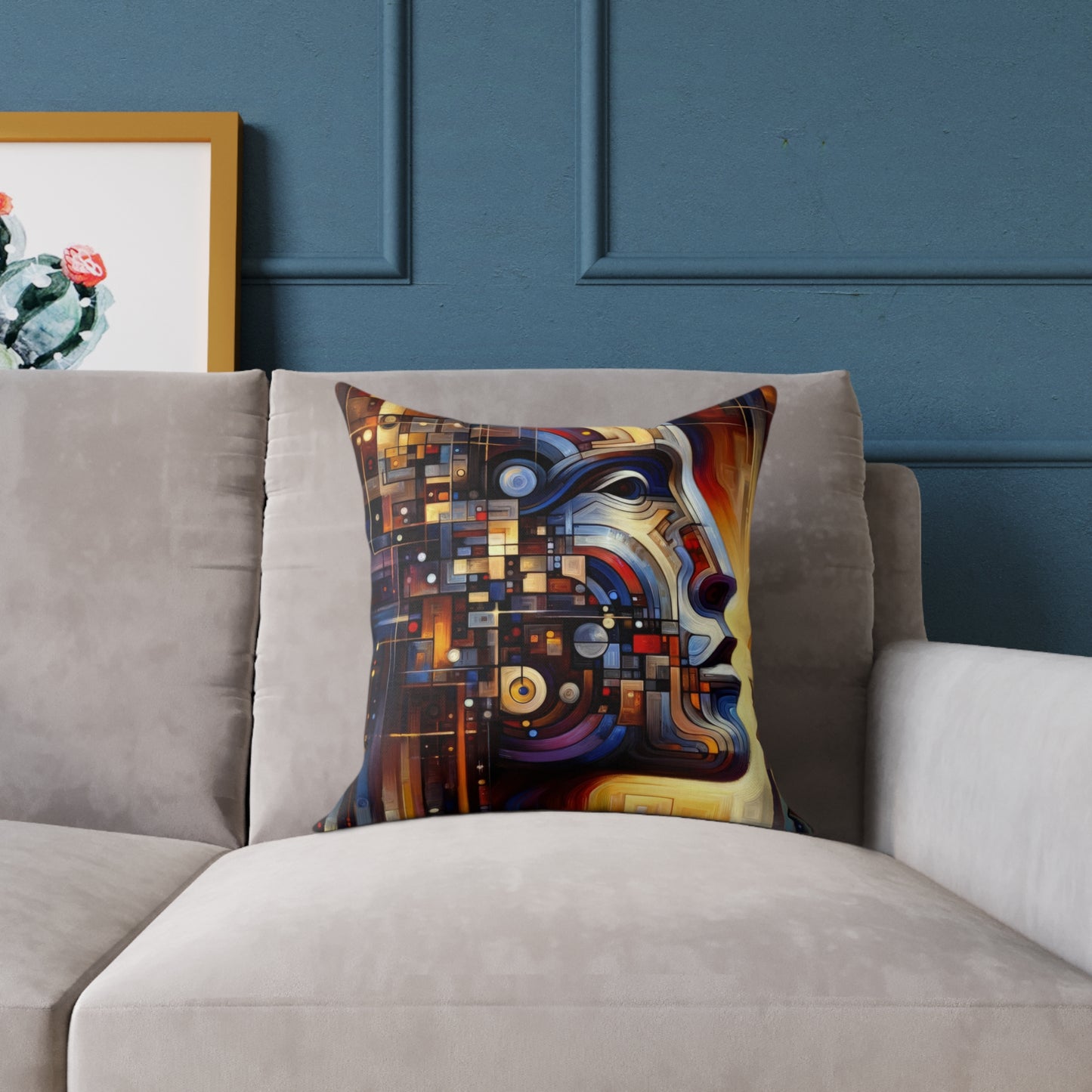 Reflective Tachism Shield Spun Polyester Pillow