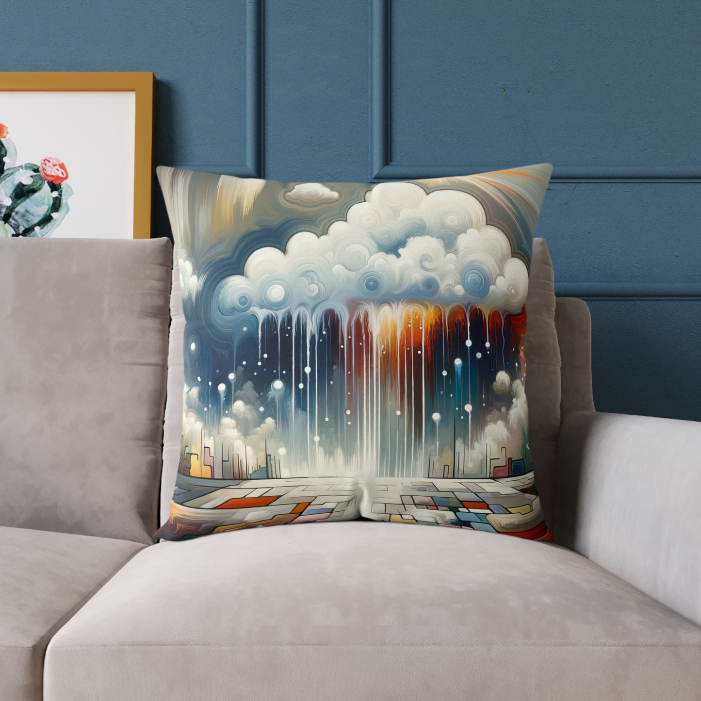 Grounding Silver Clouds Spun Polyester Pillow