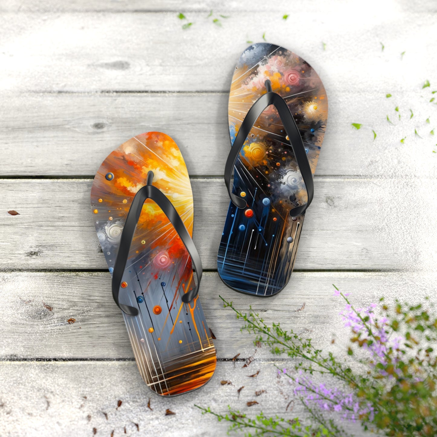 Luminous Abstract Tachism Flip Flops
