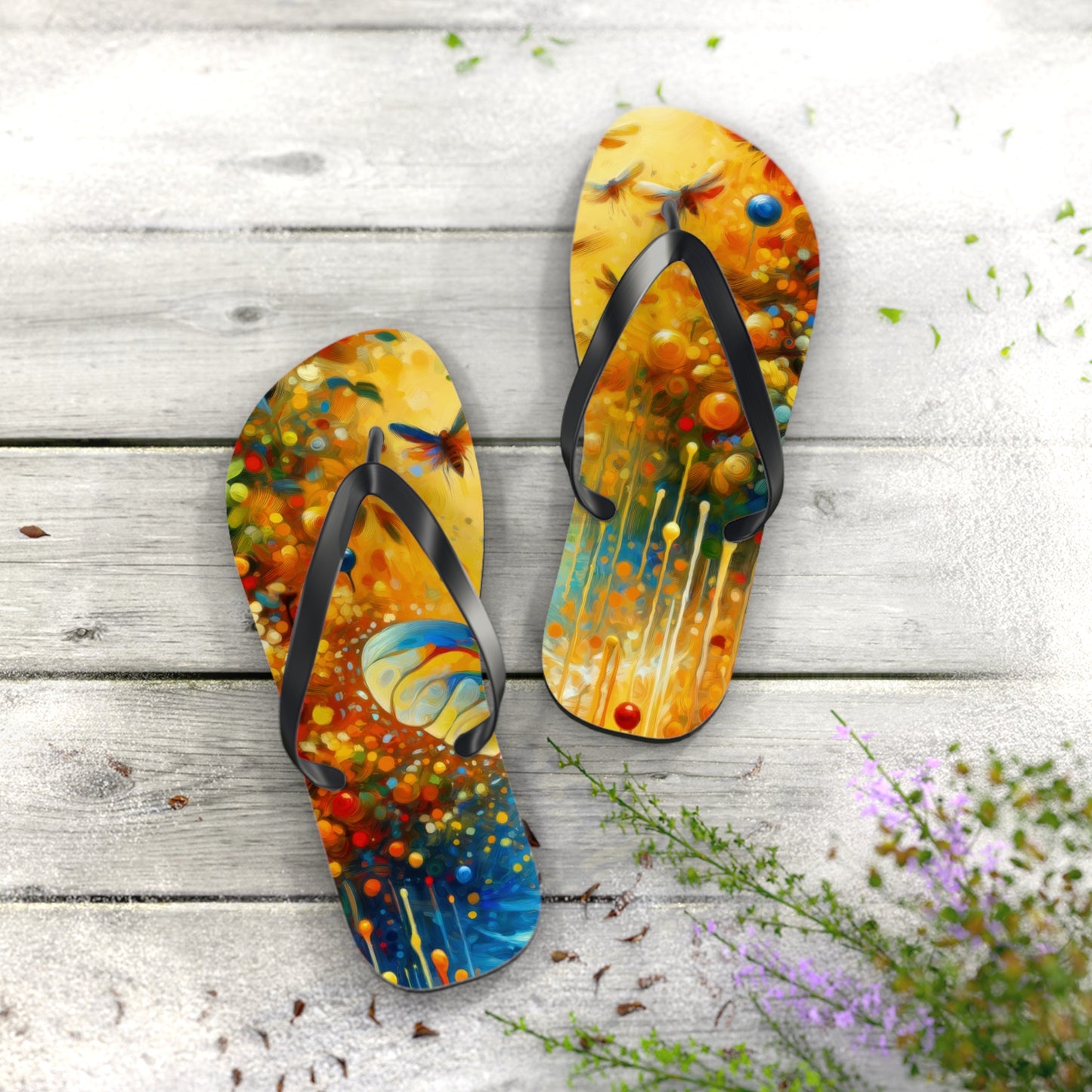 Seasonal Cicada Vibrance Flip Flops