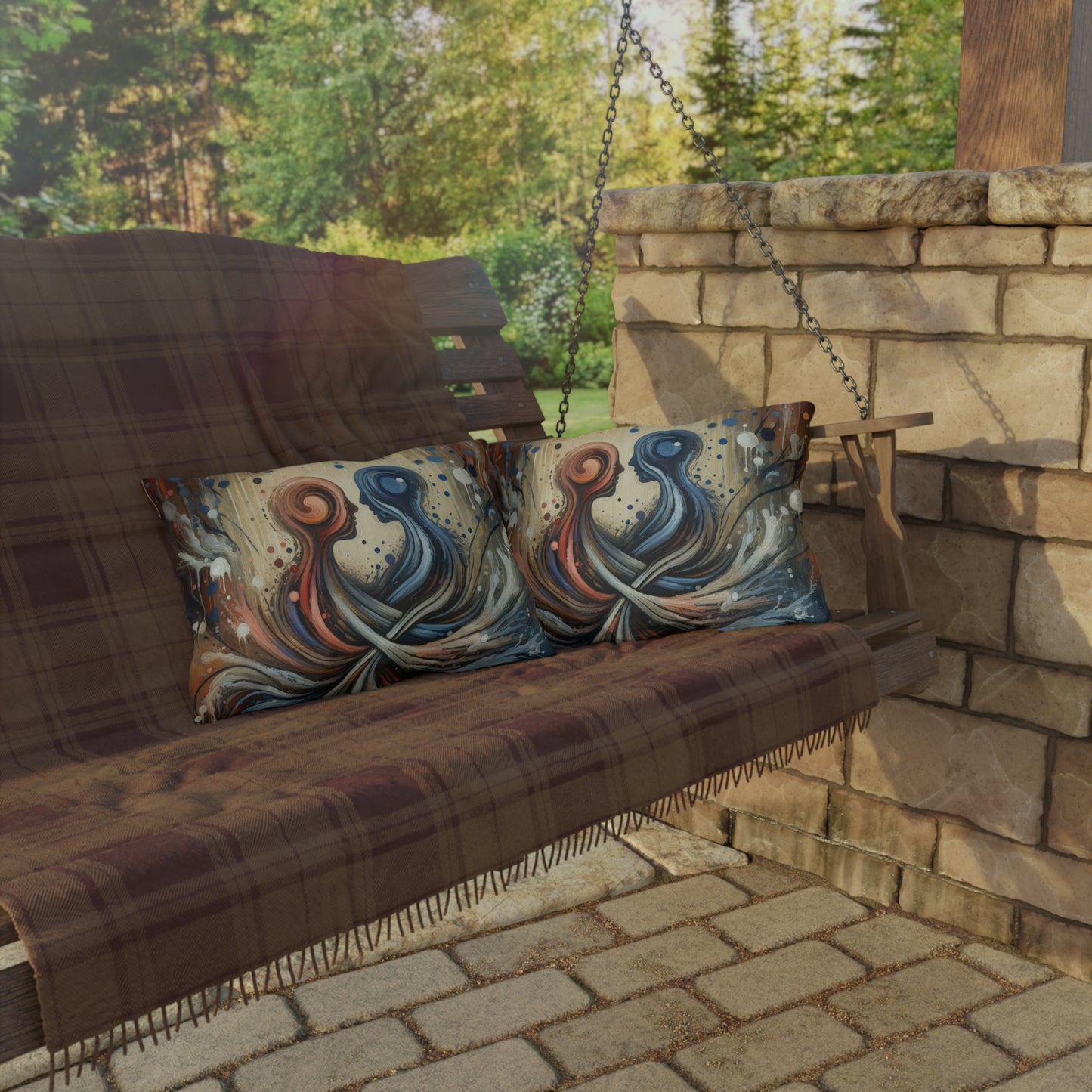 Empathic Connection Tachism Outdoor Pillows
