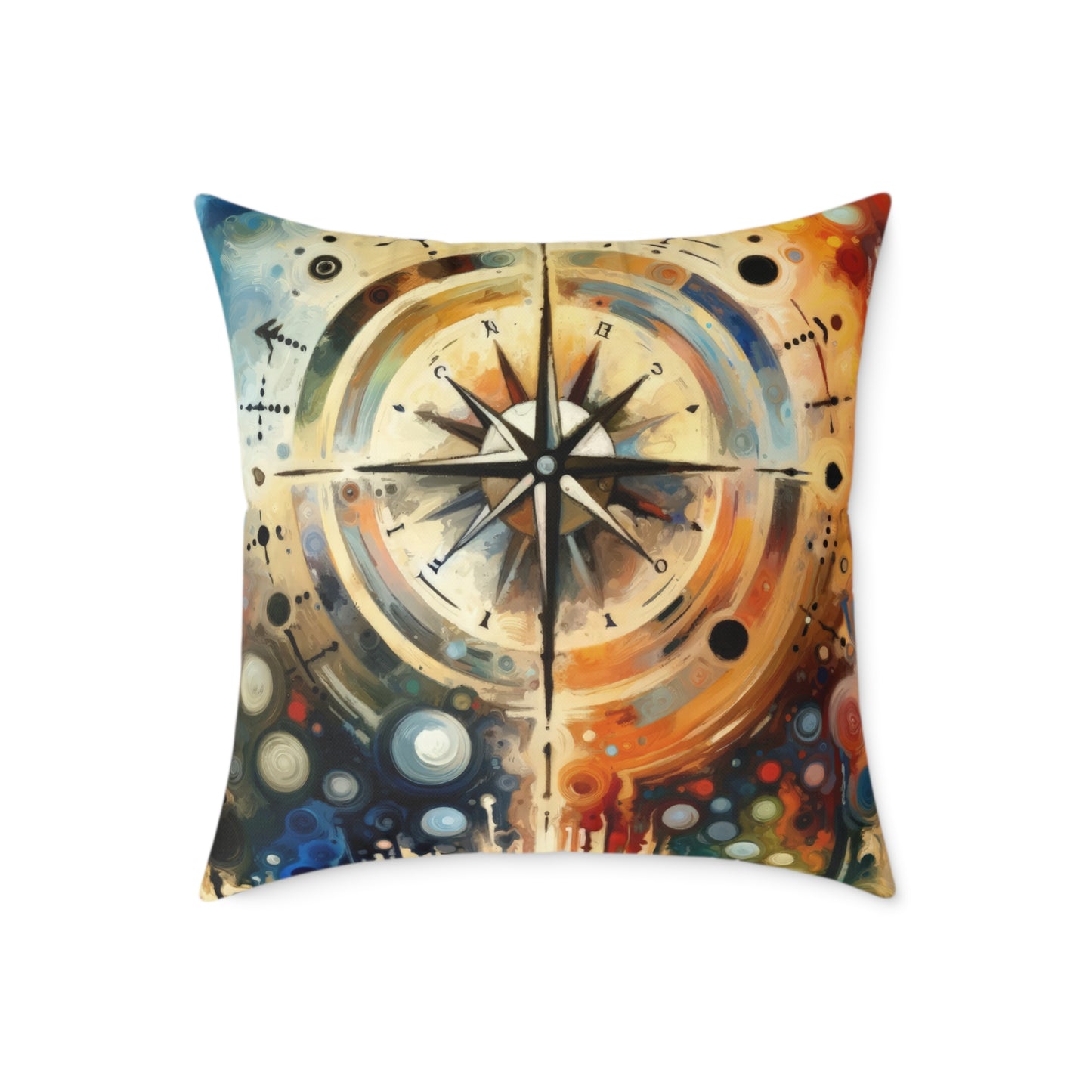 Guidance Abstract Compass Spun Polyester Pillow