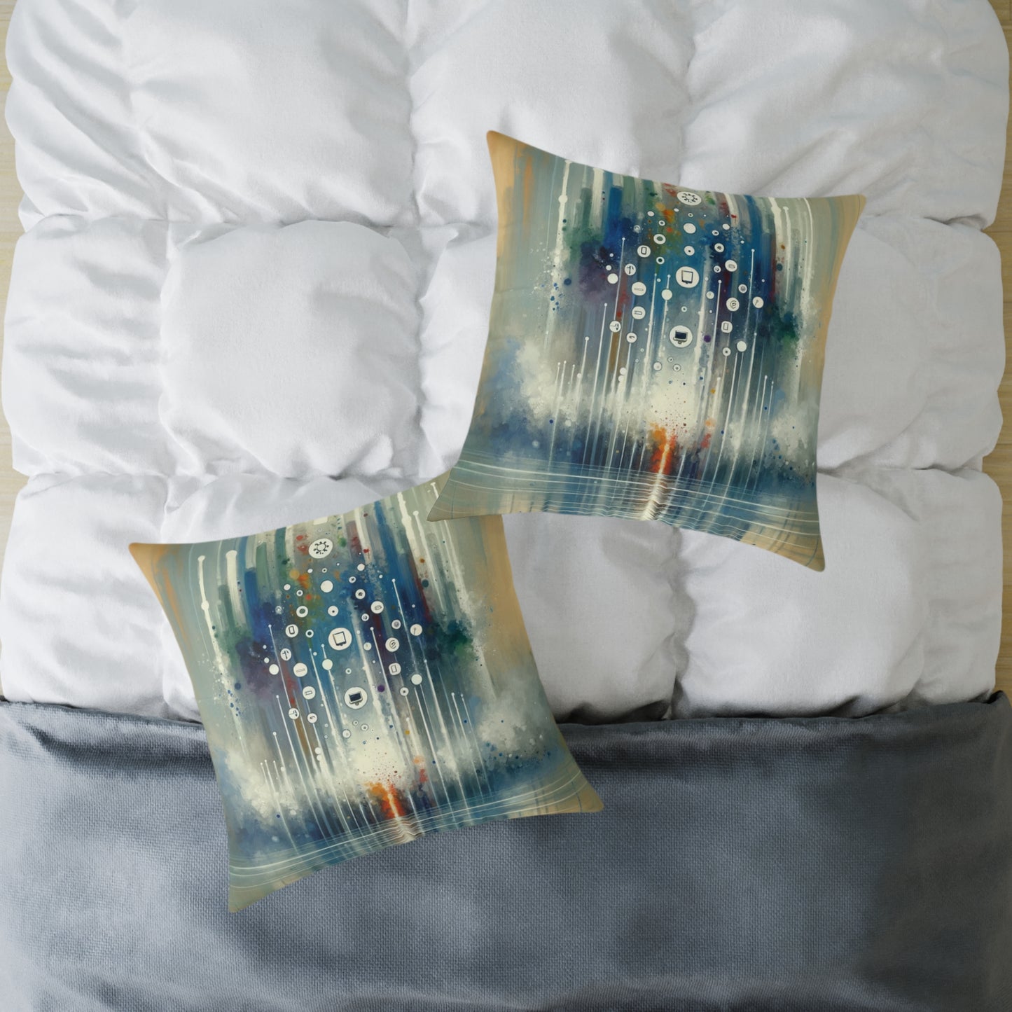 Tachism Digital Escape Spun Polyester Pillow