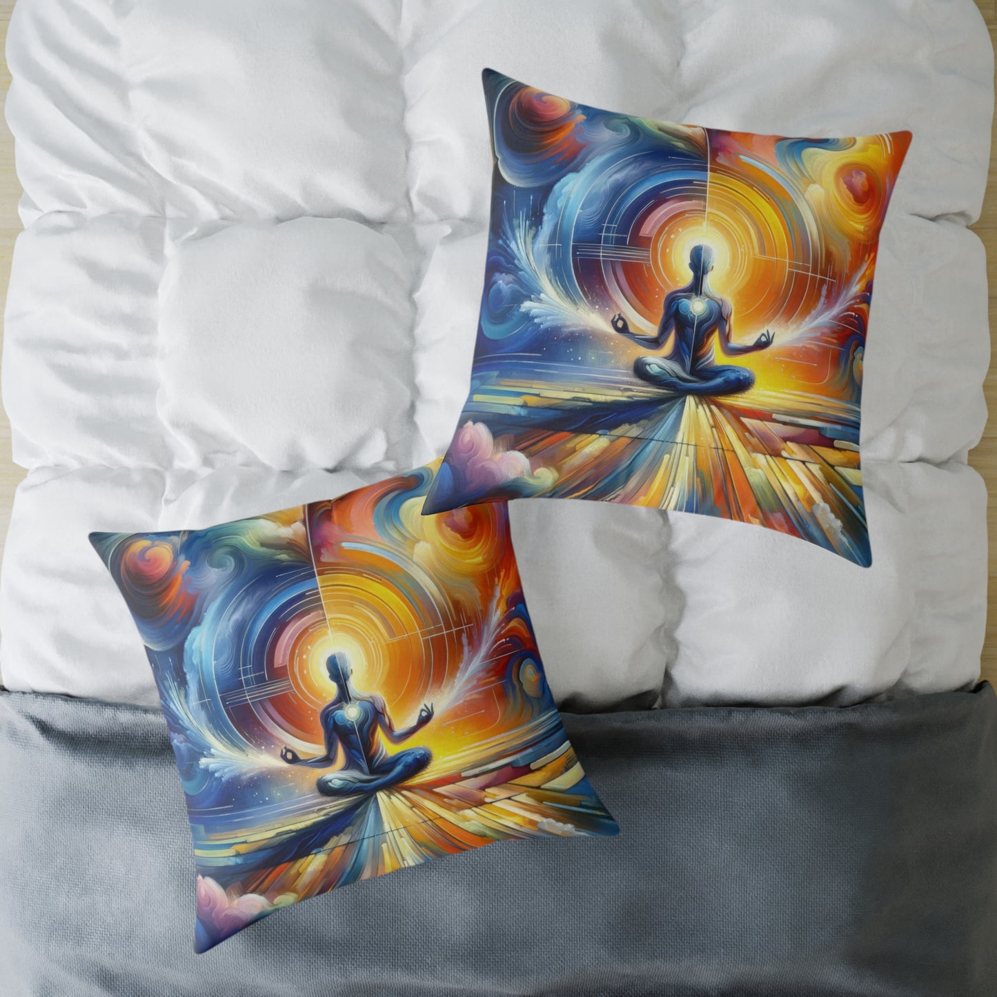 Techno Spiritual Synthesis Spun Polyester Pillow