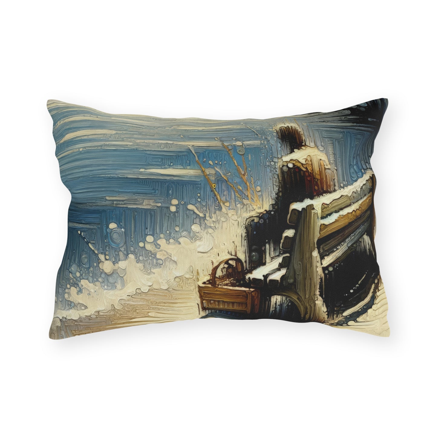 Seaside Solitude Tachism Outdoor Pillows