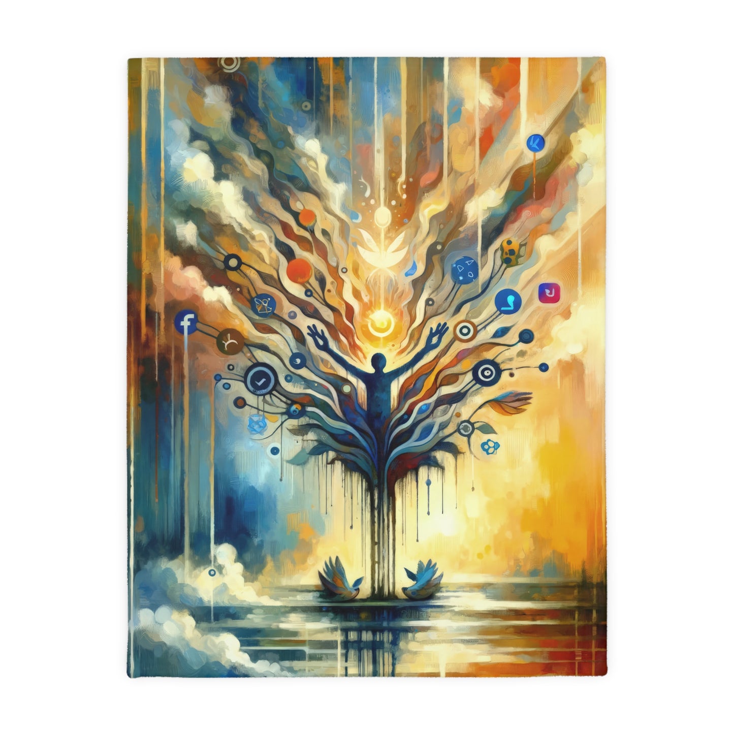Reflective Digital Meditation Velveteen Microfiber Blanket (Two-sided print)