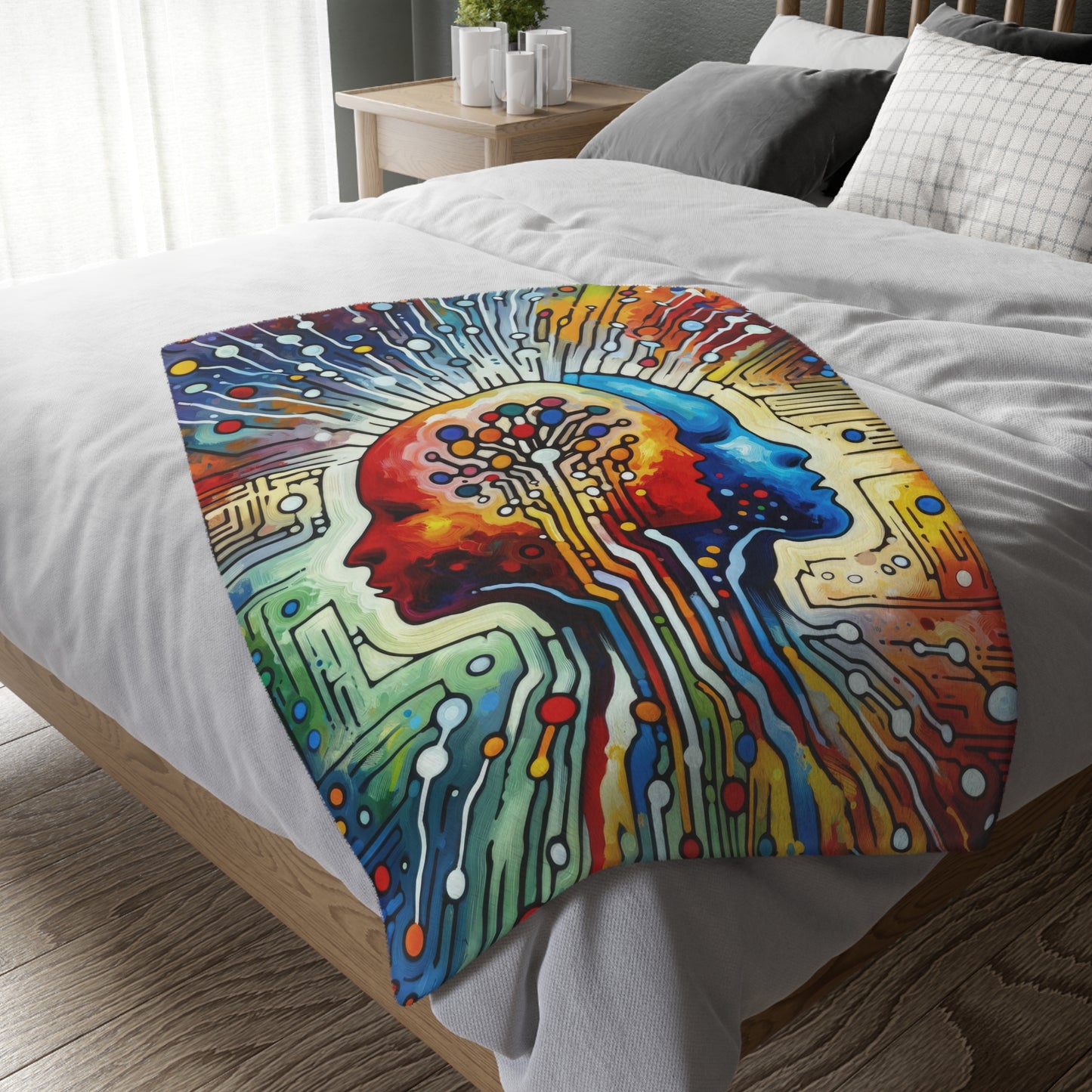 Empathetic Connection Abstract Velveteen Microfiber Blanket (Two-sided print)