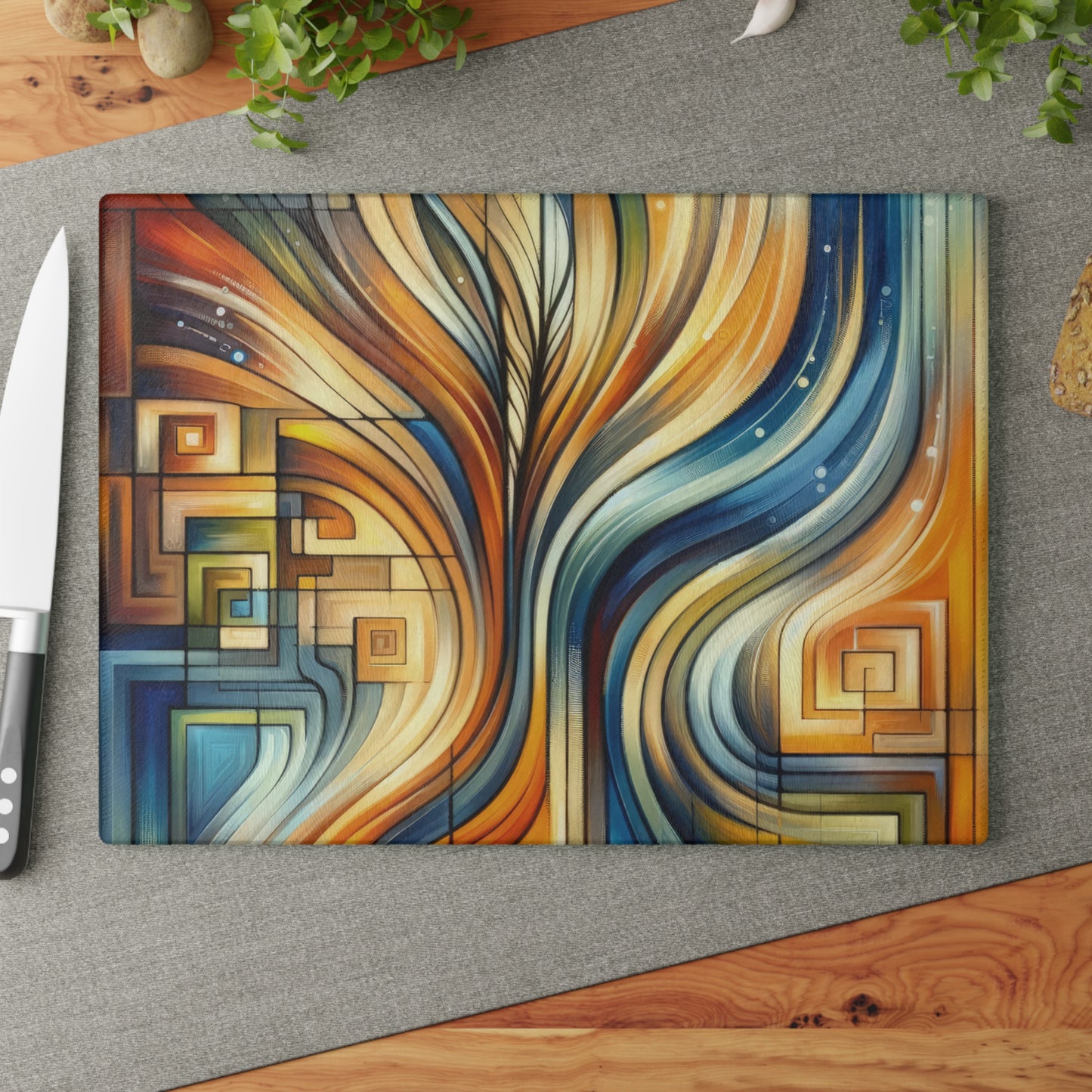 Spiritual Tachism Connection Glass Cutting Board