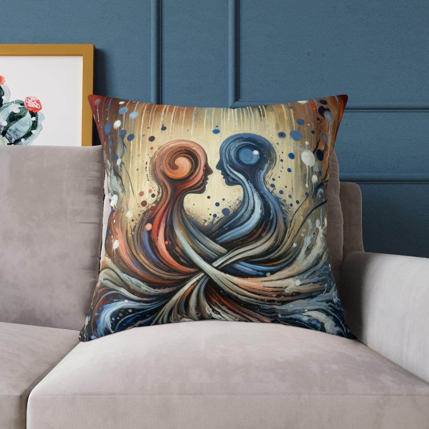 Empathic Connection Tachism Spun Polyester Pillow