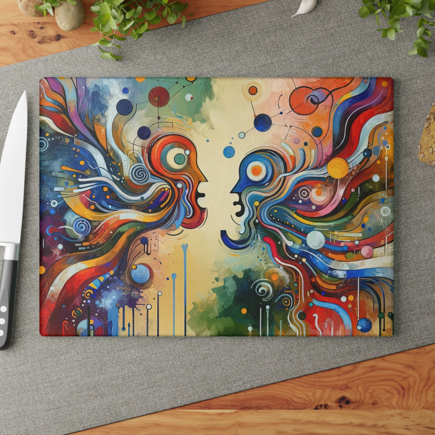 Conversational Catalyst Tachism Glass Cutting Board