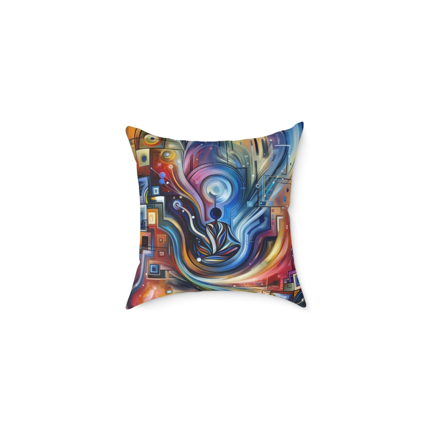 Digital Mindfulness Abstract Spun Polyester Pillow